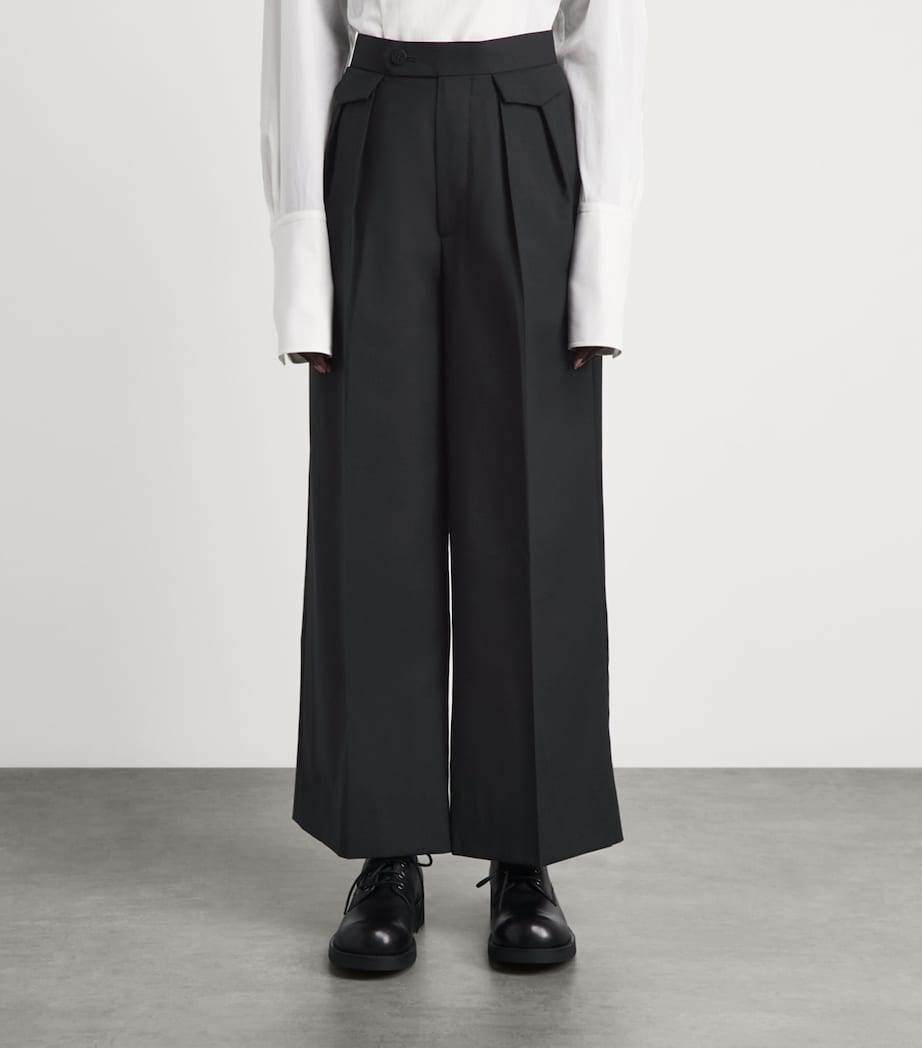 Issey Miyake Womens Wool-Blend Honest Ensemble Trousers Black Image 4