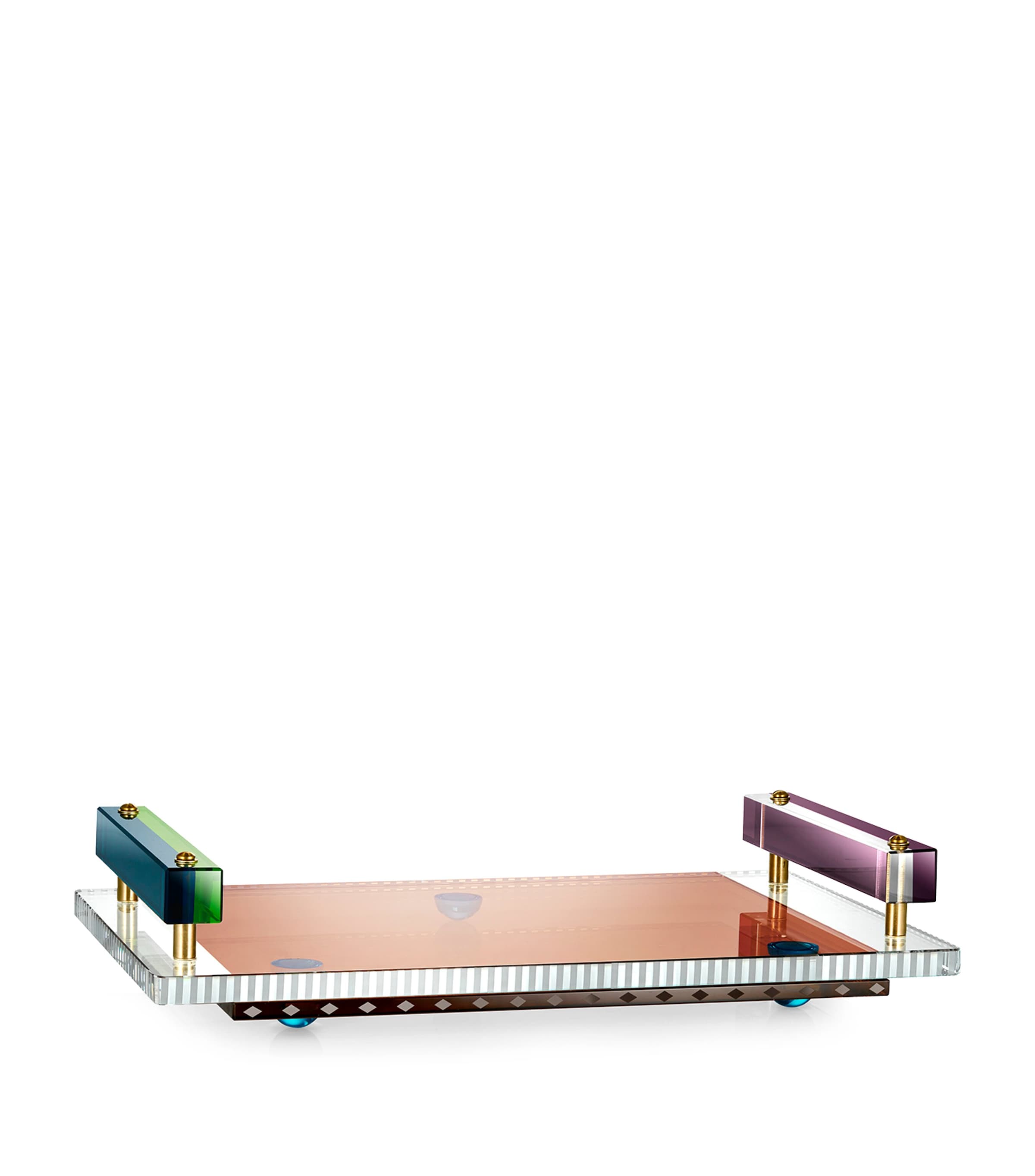 Reflections Copenhagen Crystal Fontana Tray (26cm x 44cm) Brown, Lime & Azure Image 1