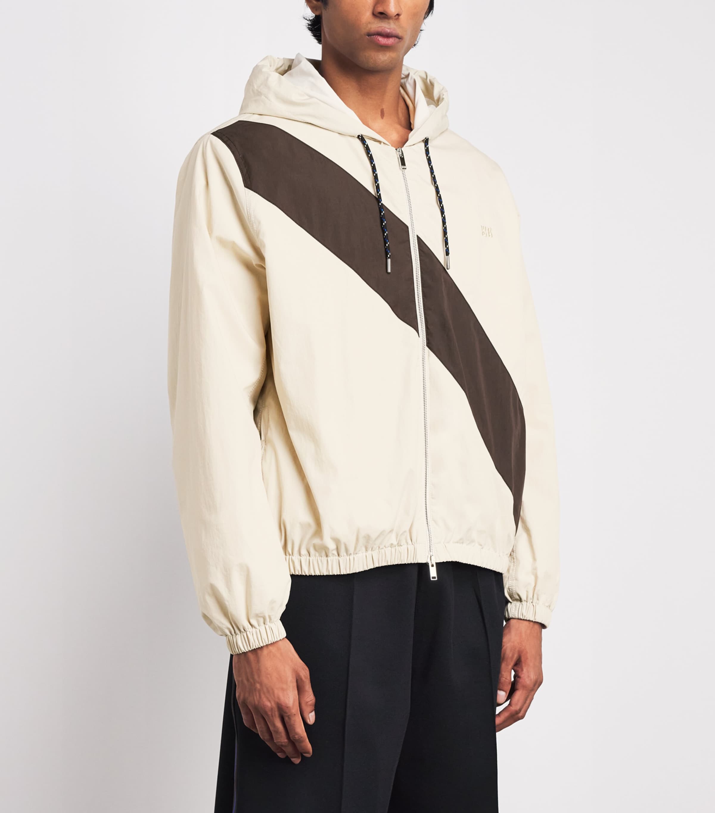 Wales Bonner Mens Kalpa Hooded Jacket Oyster / Dark Brown Image 4
