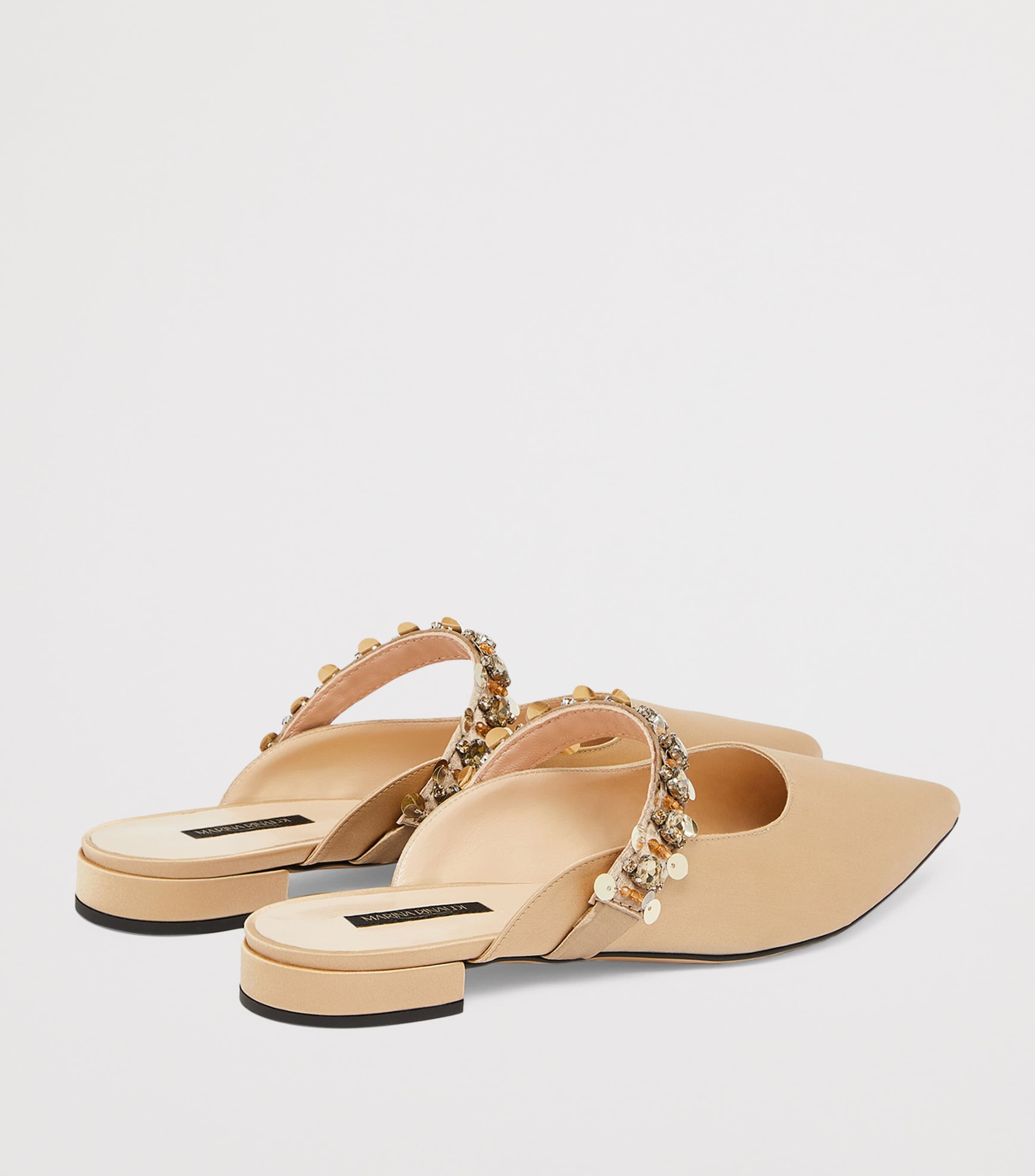 Satin Embellished Mules CAMEL Image 4