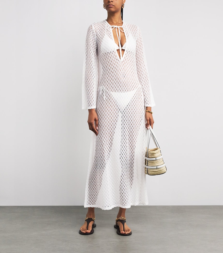 Metallic Knit Kaftan S01JWWHITE Image 2