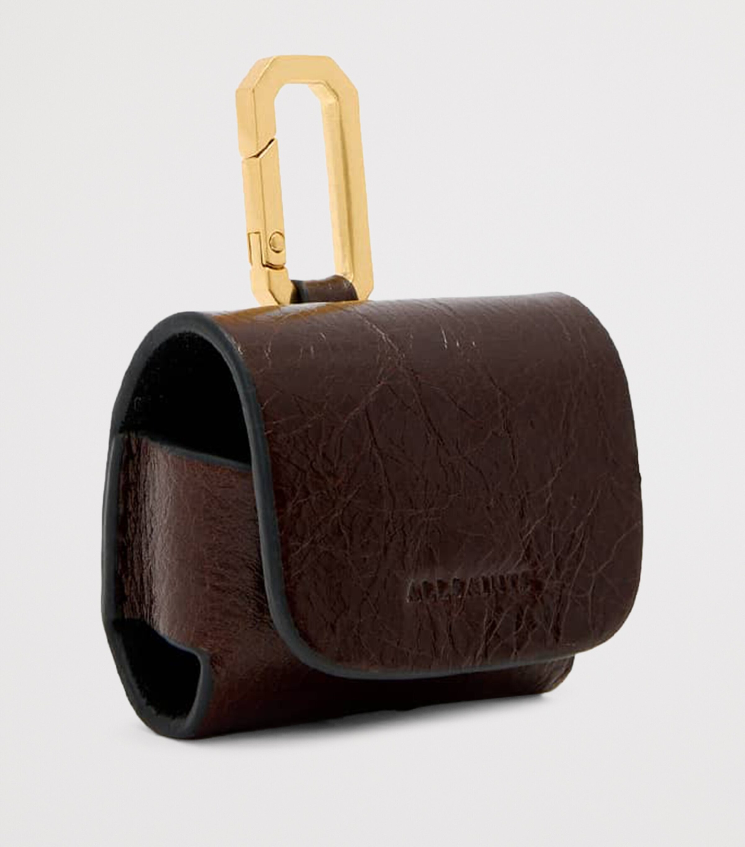 AllSaints Leather Hex AirPods Case Cognac Brown Image 3