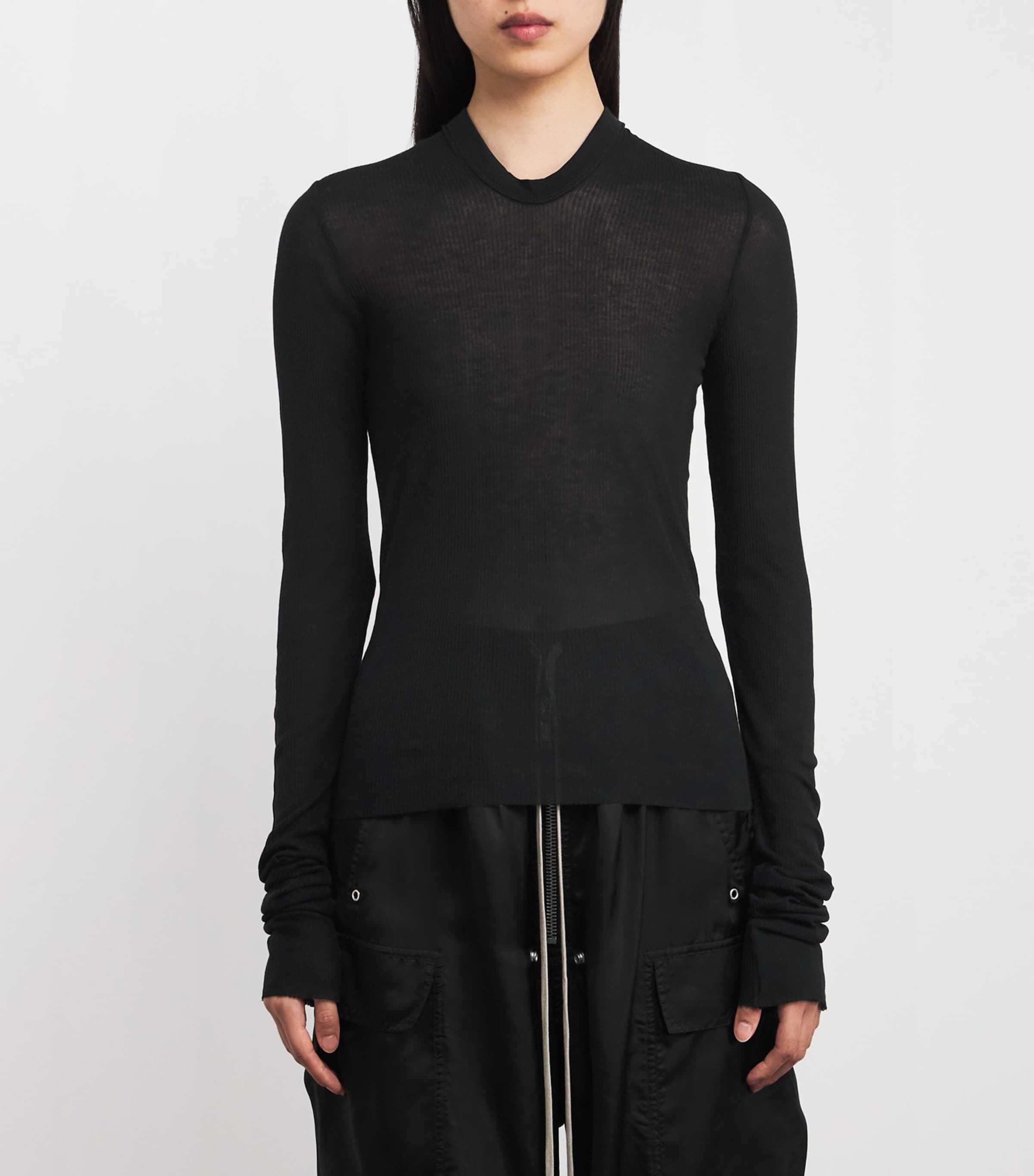 Hooded Crop Top 09 BLACK Image 3