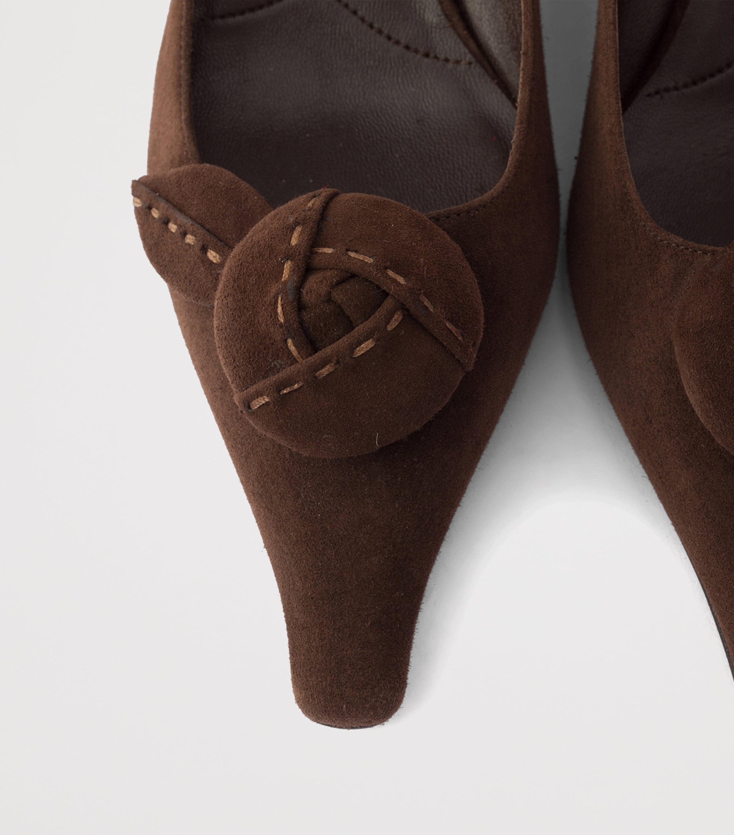 Prada Suede Floral-Detail Pumps 55 Brown Image 6