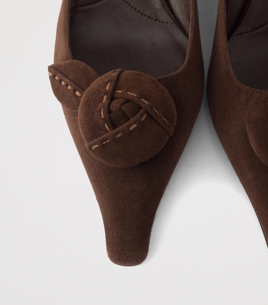 Prada Suede Floral-Detail Pumps 55 Brown Image 6