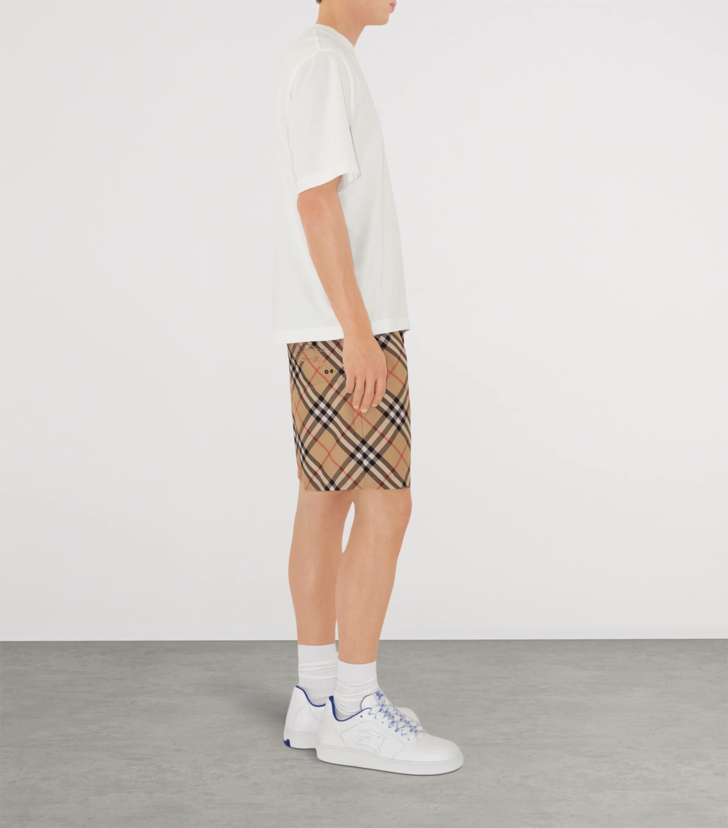 Woven Twill Check Shorts SAND IP CHECK Image 3