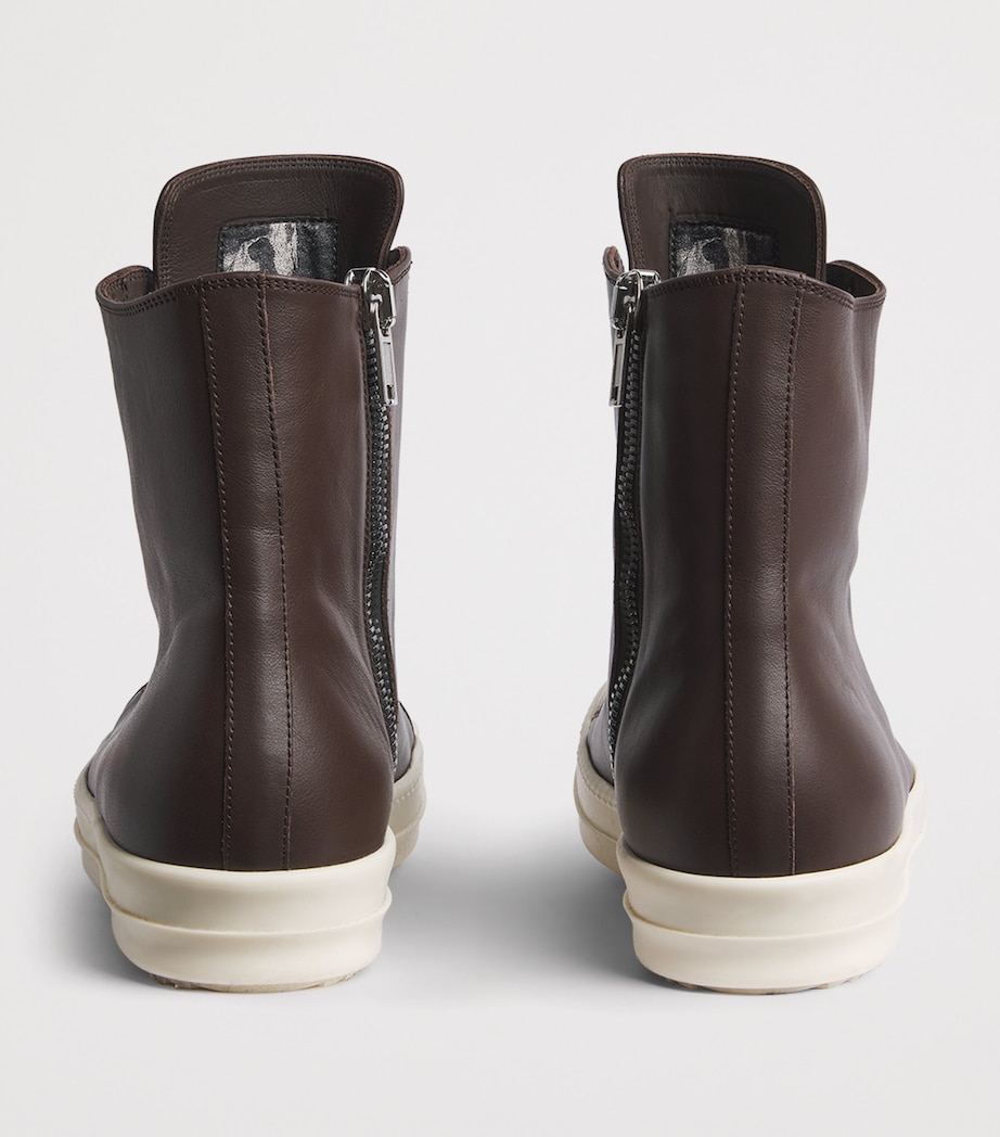 Rick Owens Leather Classic High-Top Sneakers Dark Brown Image 5