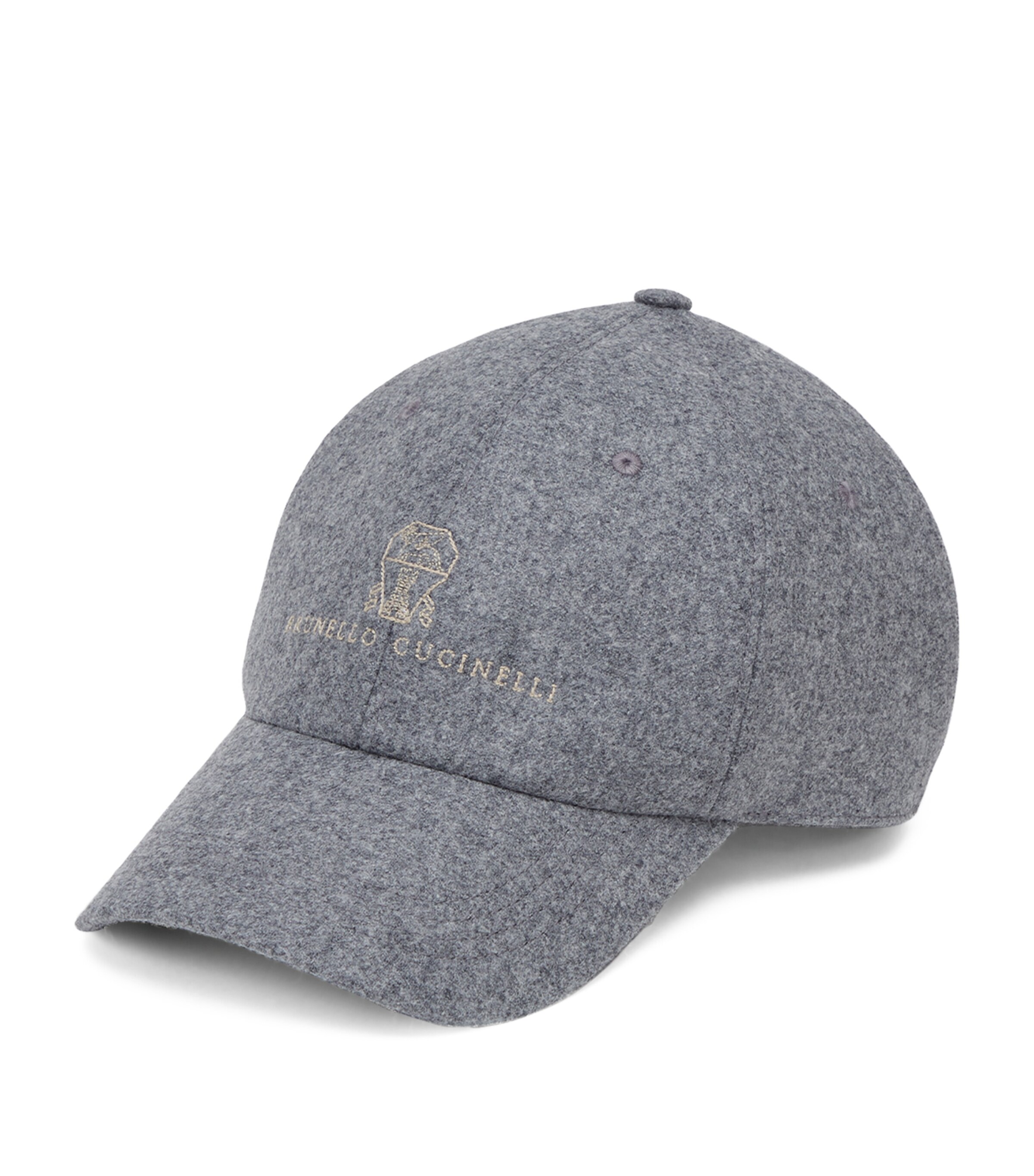 Brunello Cucinelli Virgin Wool Embroidered Baseball Cap In Grey