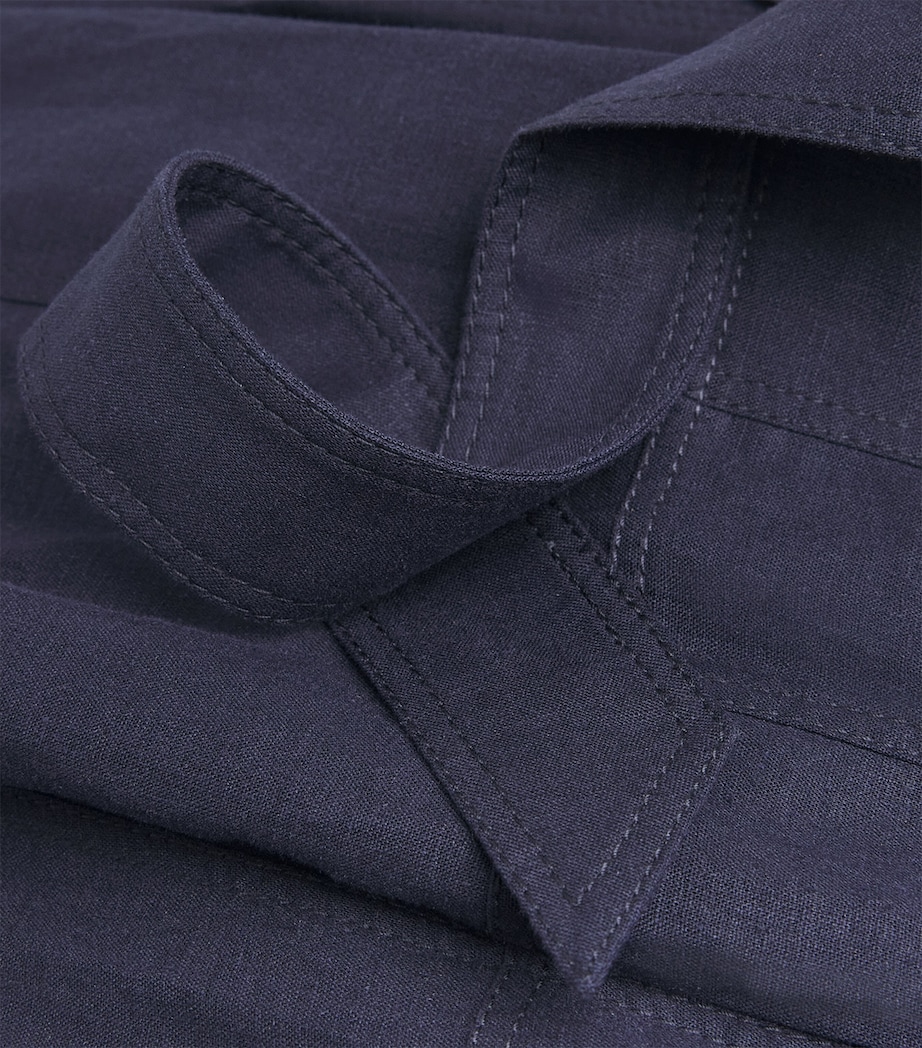ME+EM Womens Creaseless Linen-Blend Midi Dress Navy Image 6