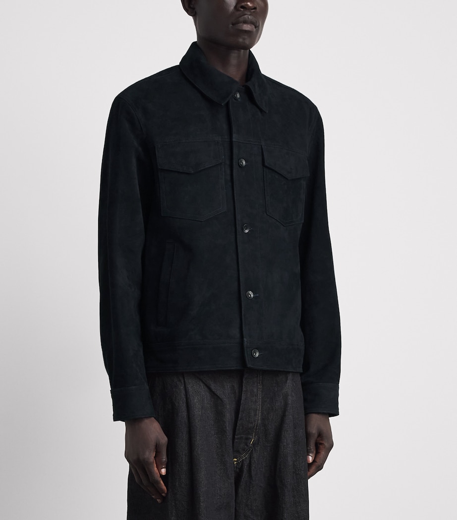 Rag & Bone Mens Suede Trucker Jacket Navy Image 4