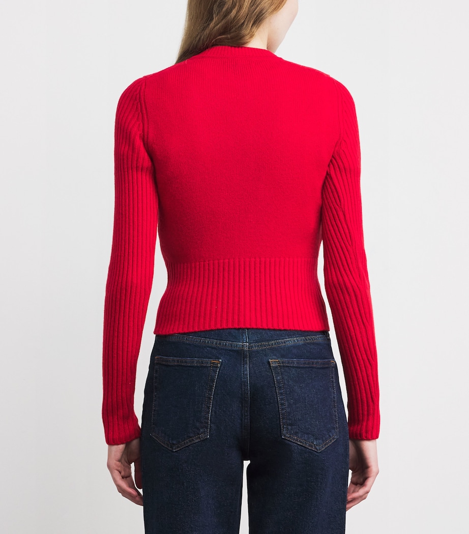 Cashmere Slim-Fit Cardigan TRUE SCARLET RED Image 4