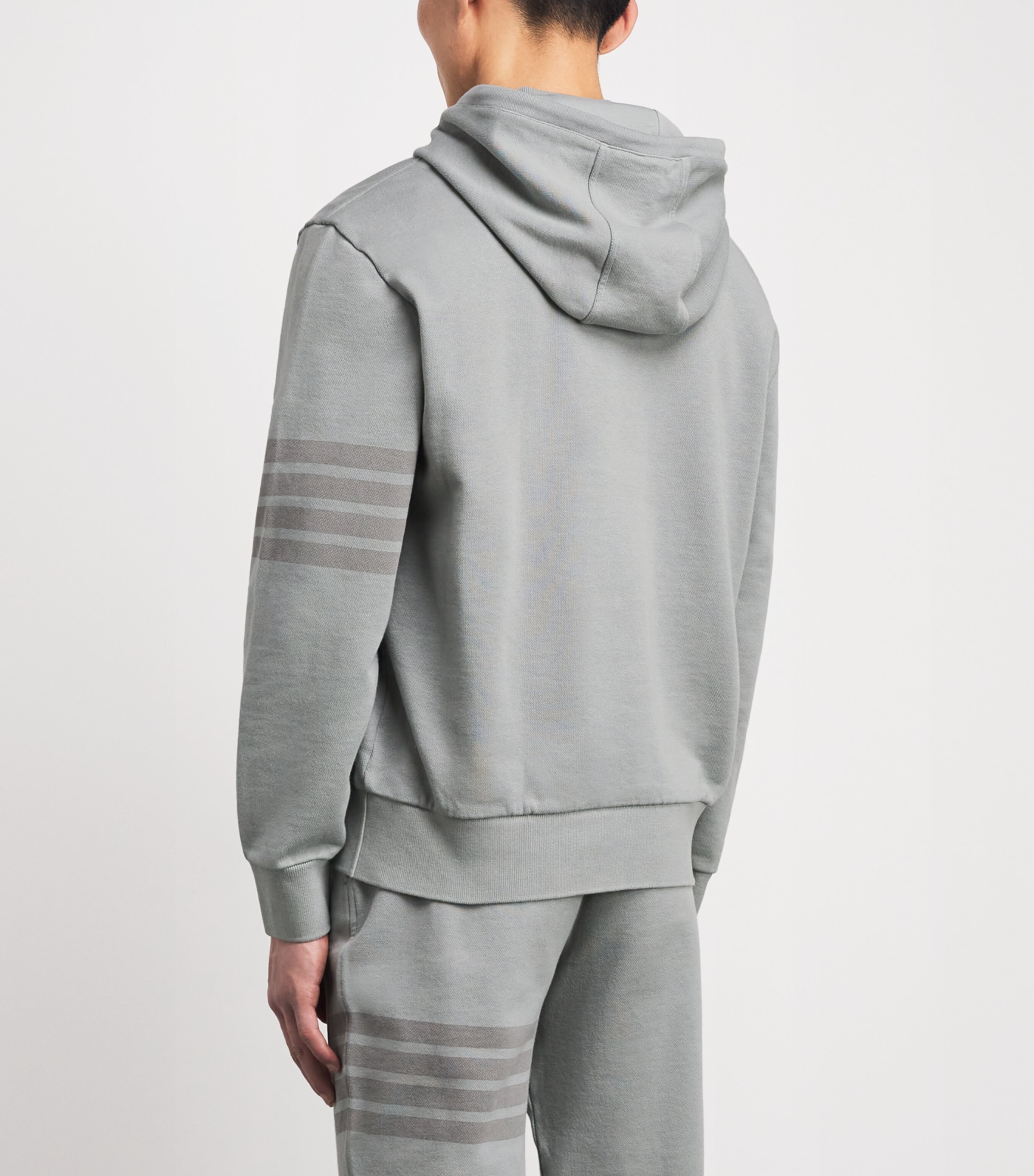 Thom Browne Mens Cotton 4-Bar Hoodie Lt Grey Image 5