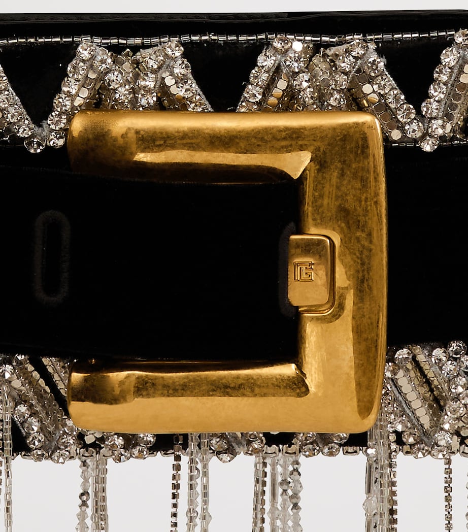 Balmain Embellished Anthem Clutch Bag Eaw Noir/cristal Image 9