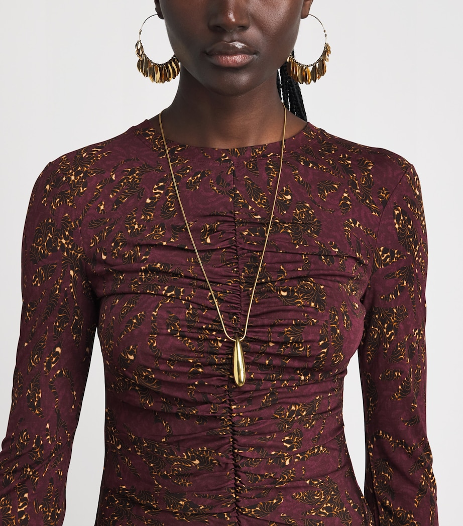 Ulla Johnson Womens Ruched Printed Asha Blouse Claret Floral Image 3