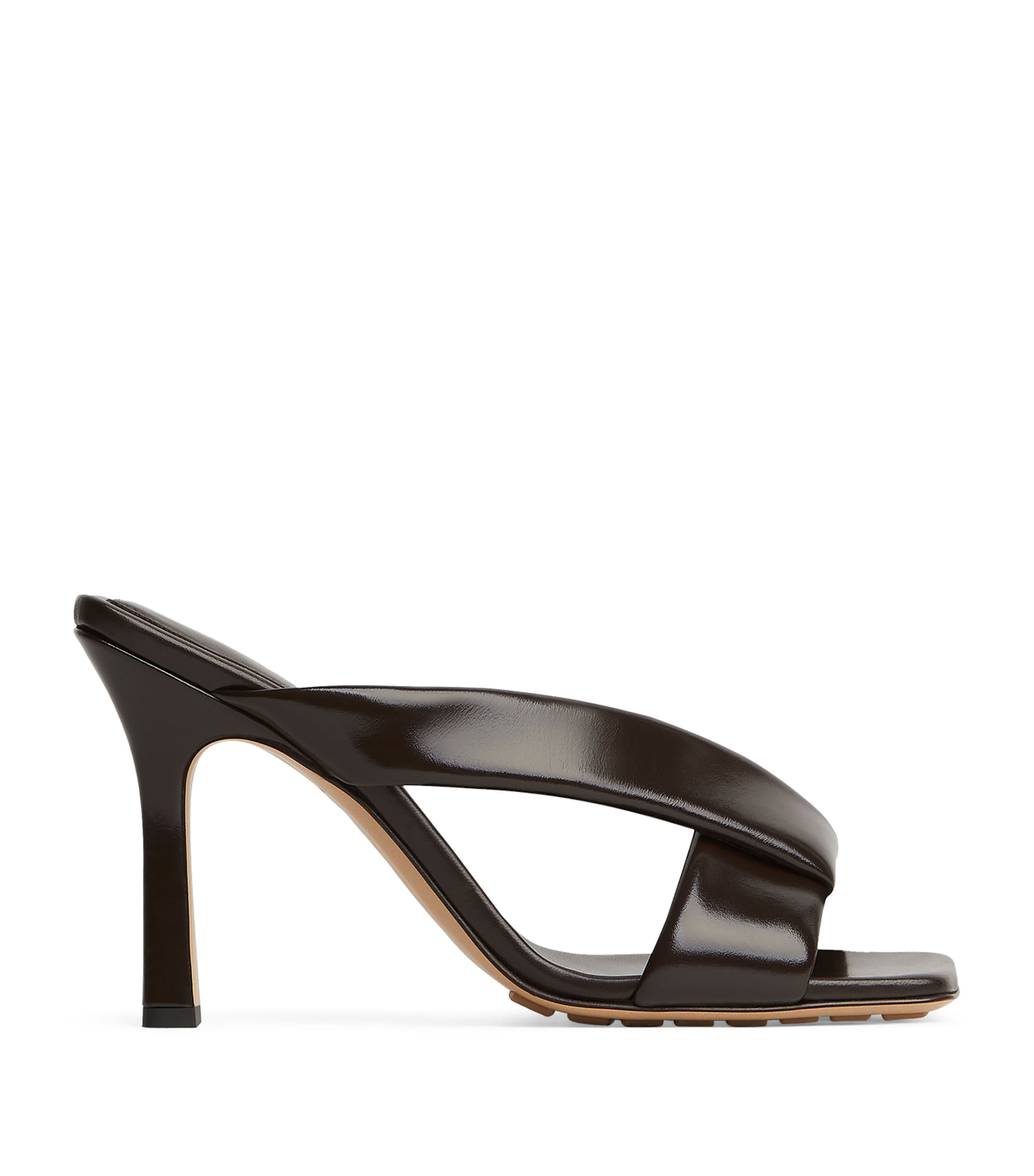 Bottega Veneta Criss Cross Padded Leather Slide Sandals In Brown