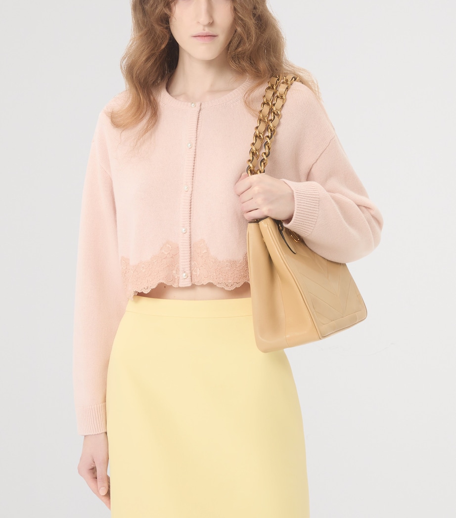 Virgin Wool Lace-Trim Cardigan C57 Image 5