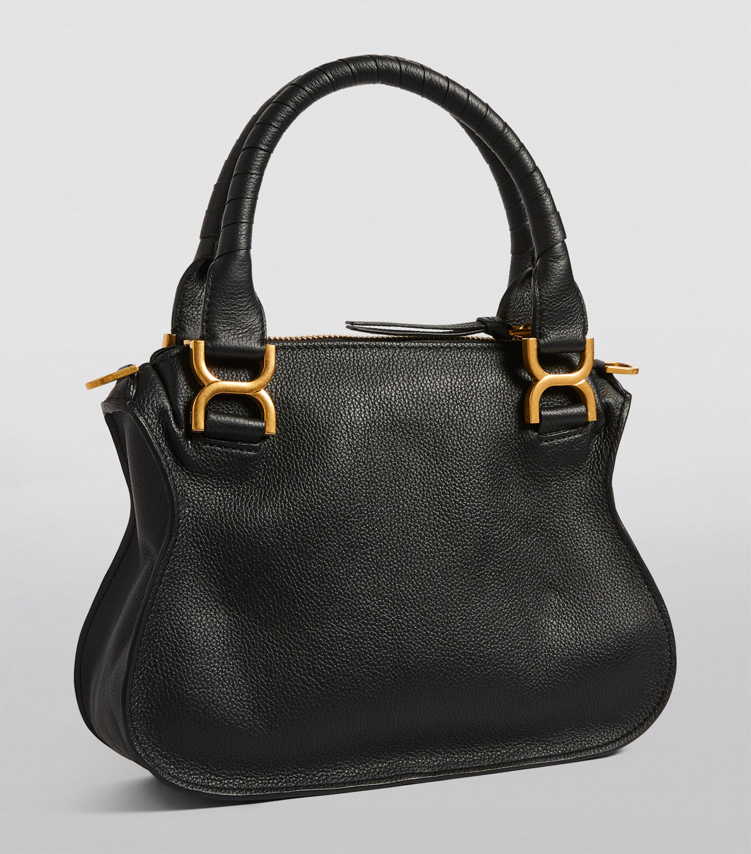 Small Leather Marcie Top-Handle Bag  BLACK Image 2