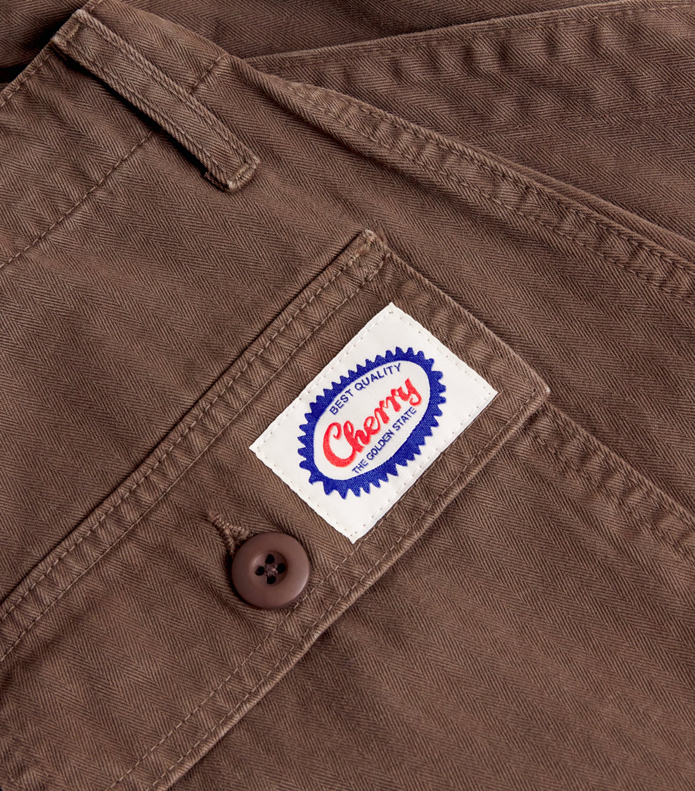 Cotton Herringbone Parachute Trousers BROWN Image 5