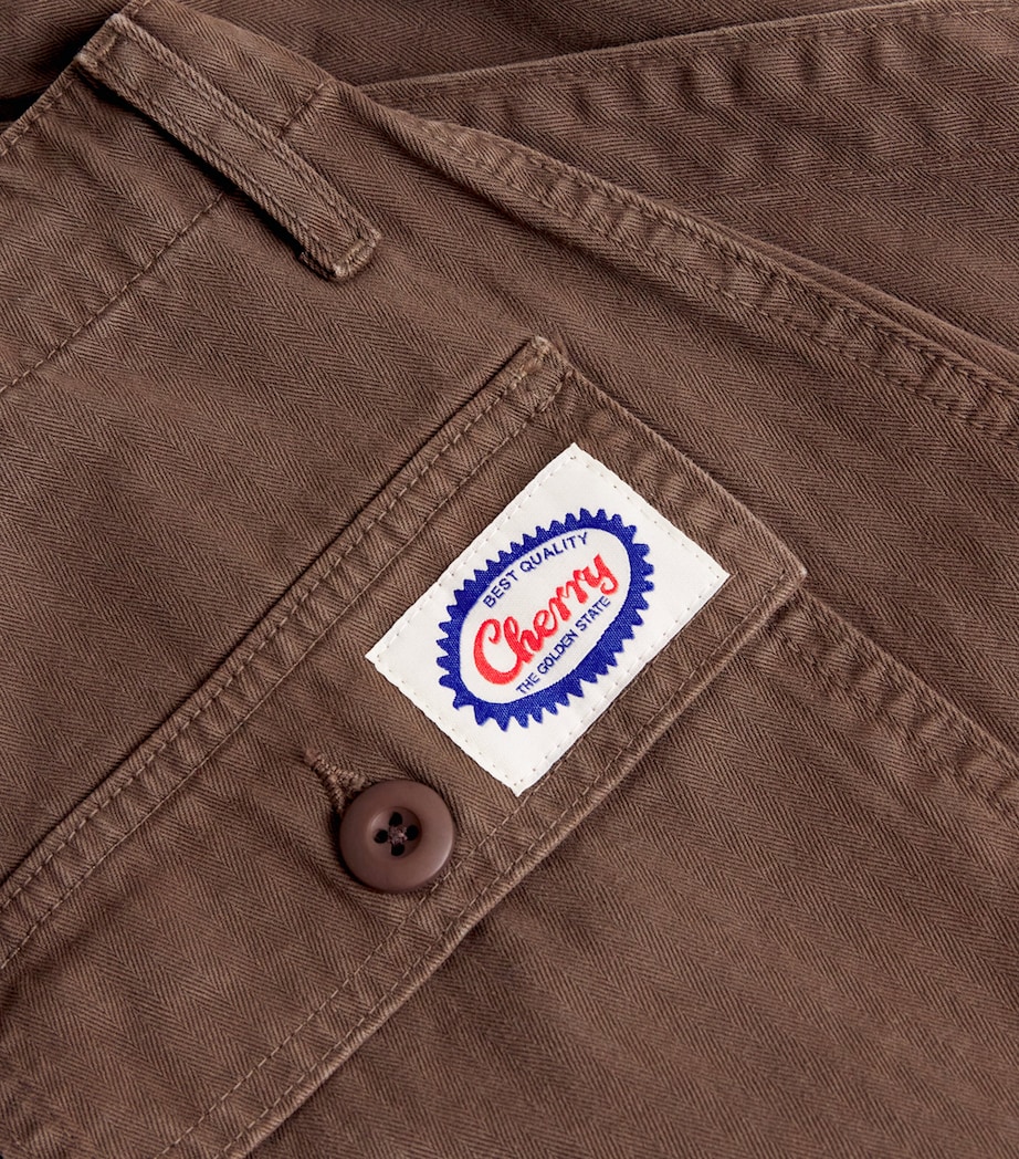 Cotton Herringbone Parachute Trousers BROWN Image 5