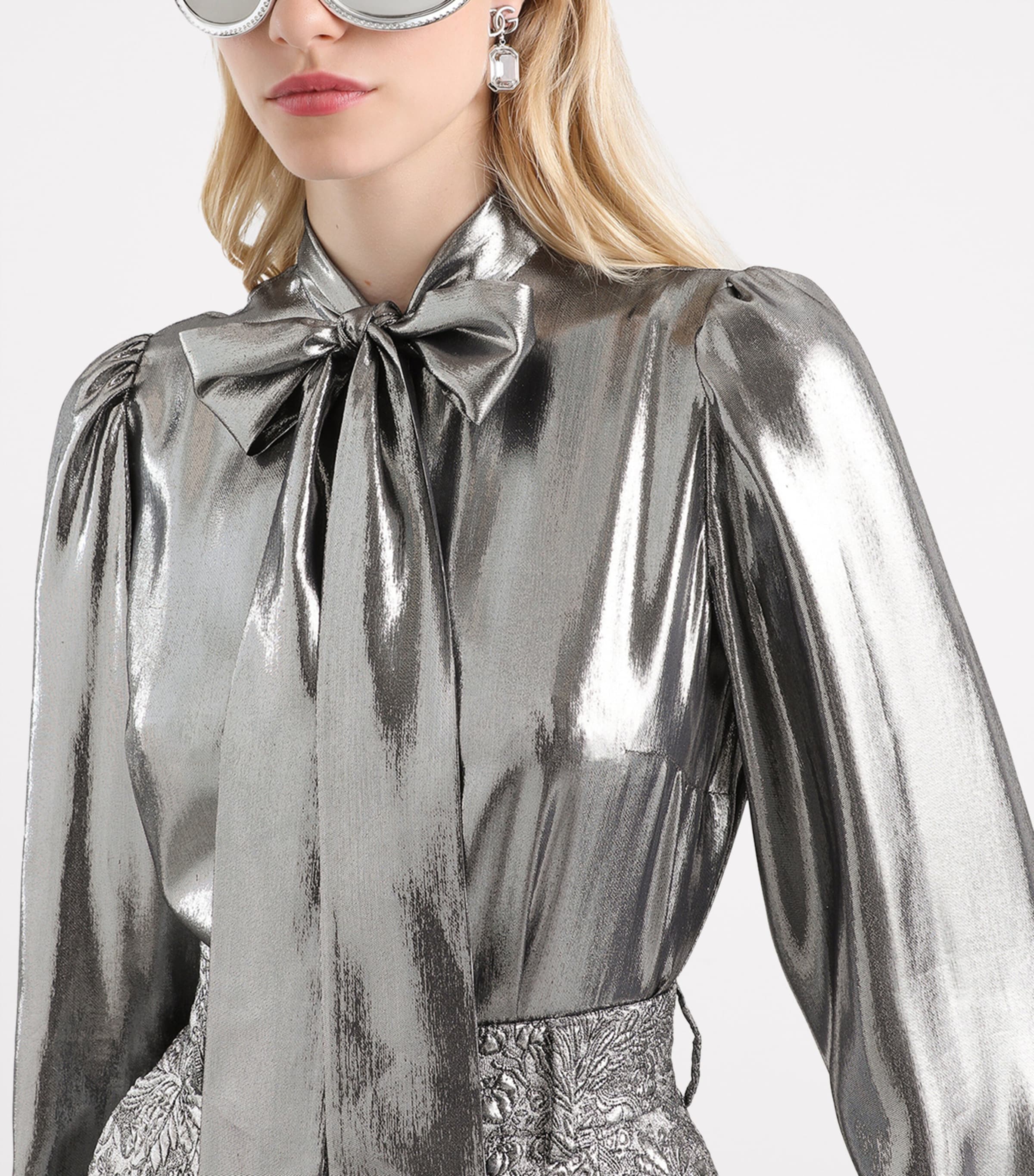 Silk-Blend Metallic Blouse S0998-SILV Image 4