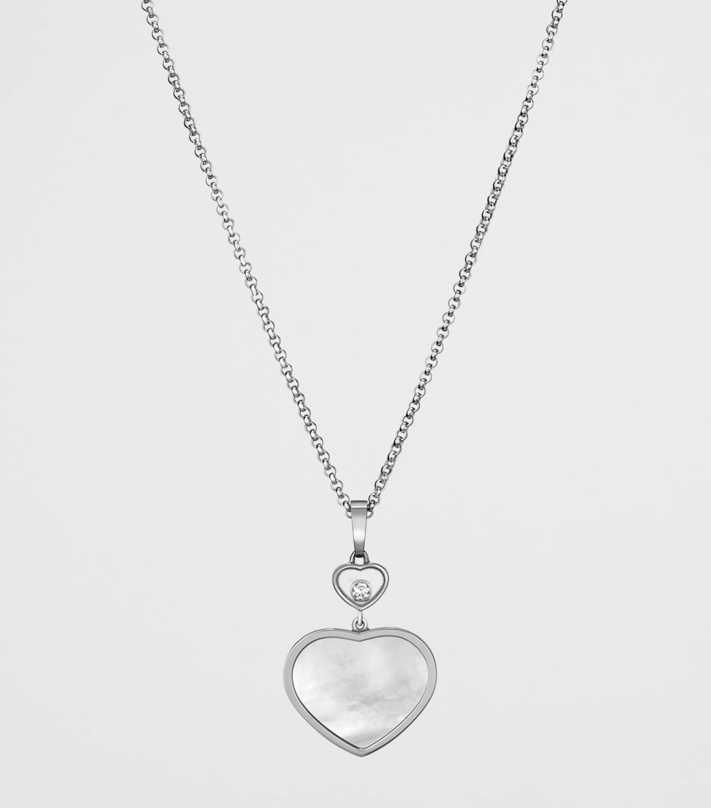 White Gold And Diamond Happy Hearts Pendant 18K WHITE GOLD Image 2