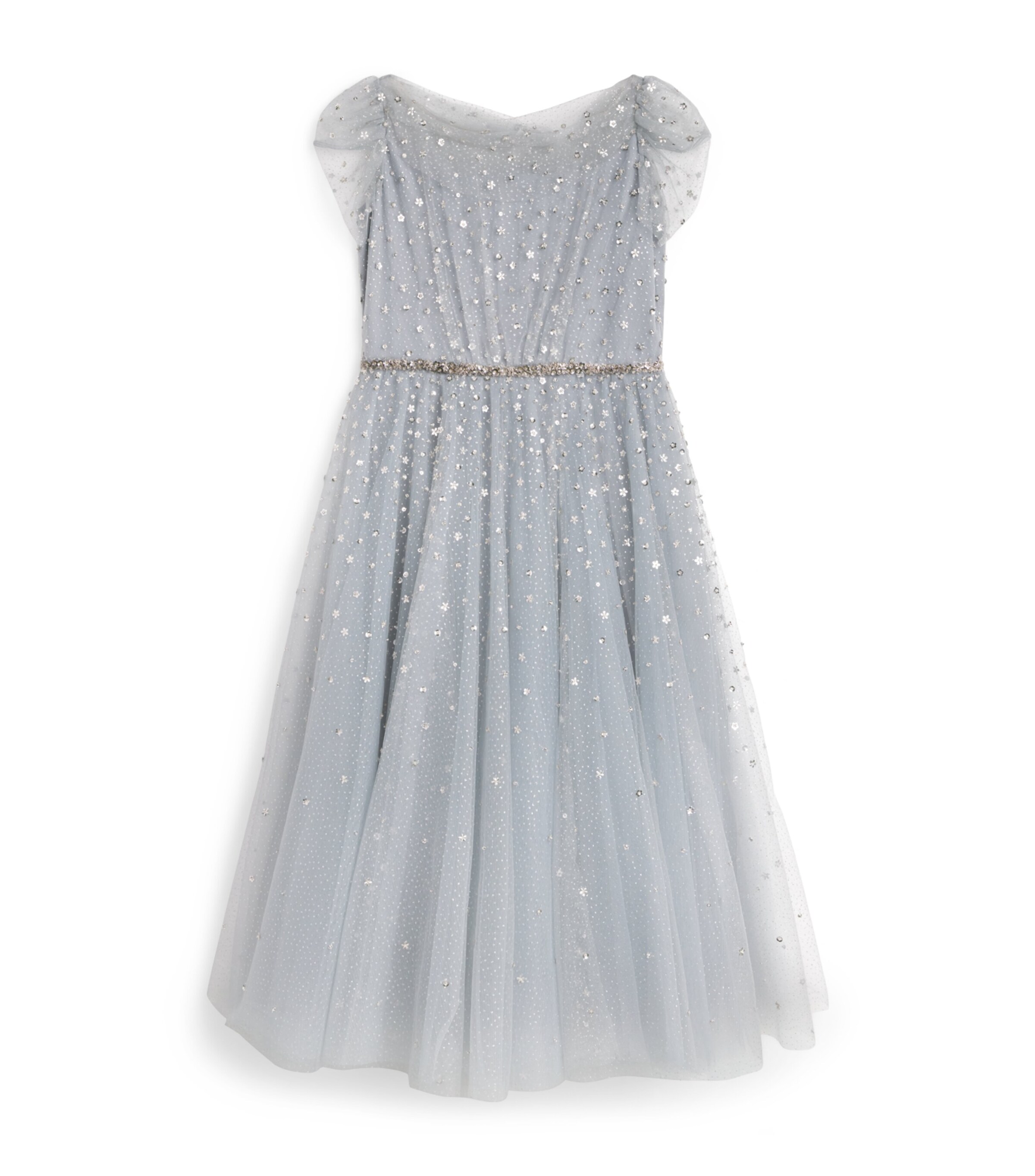 Jenny Packham Kids Grey Tulle Starry Night Dress (6-14 Years 
