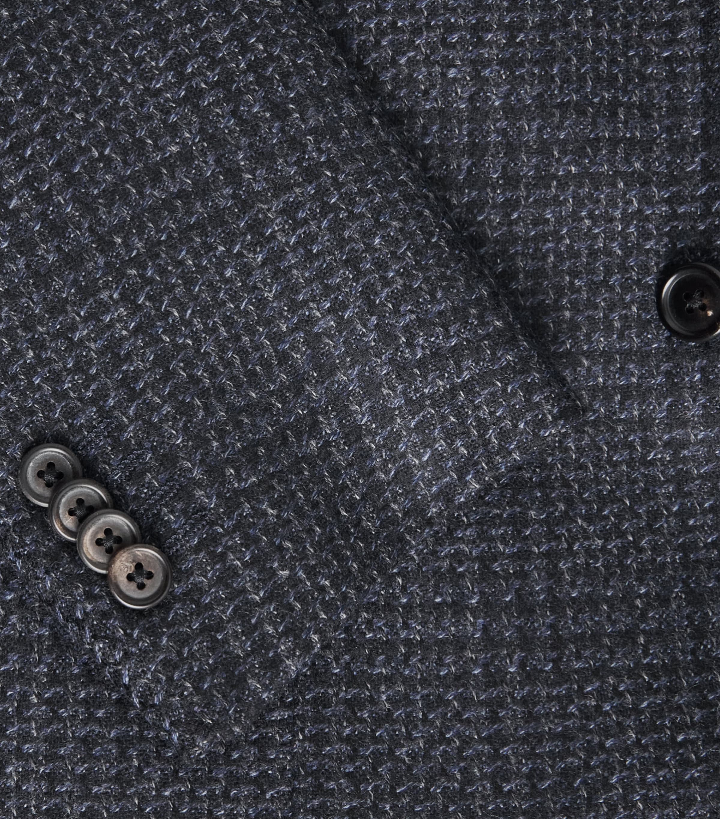 Corneliani Mens Wool Mouliné Check Blazer Navy Blue Image 6