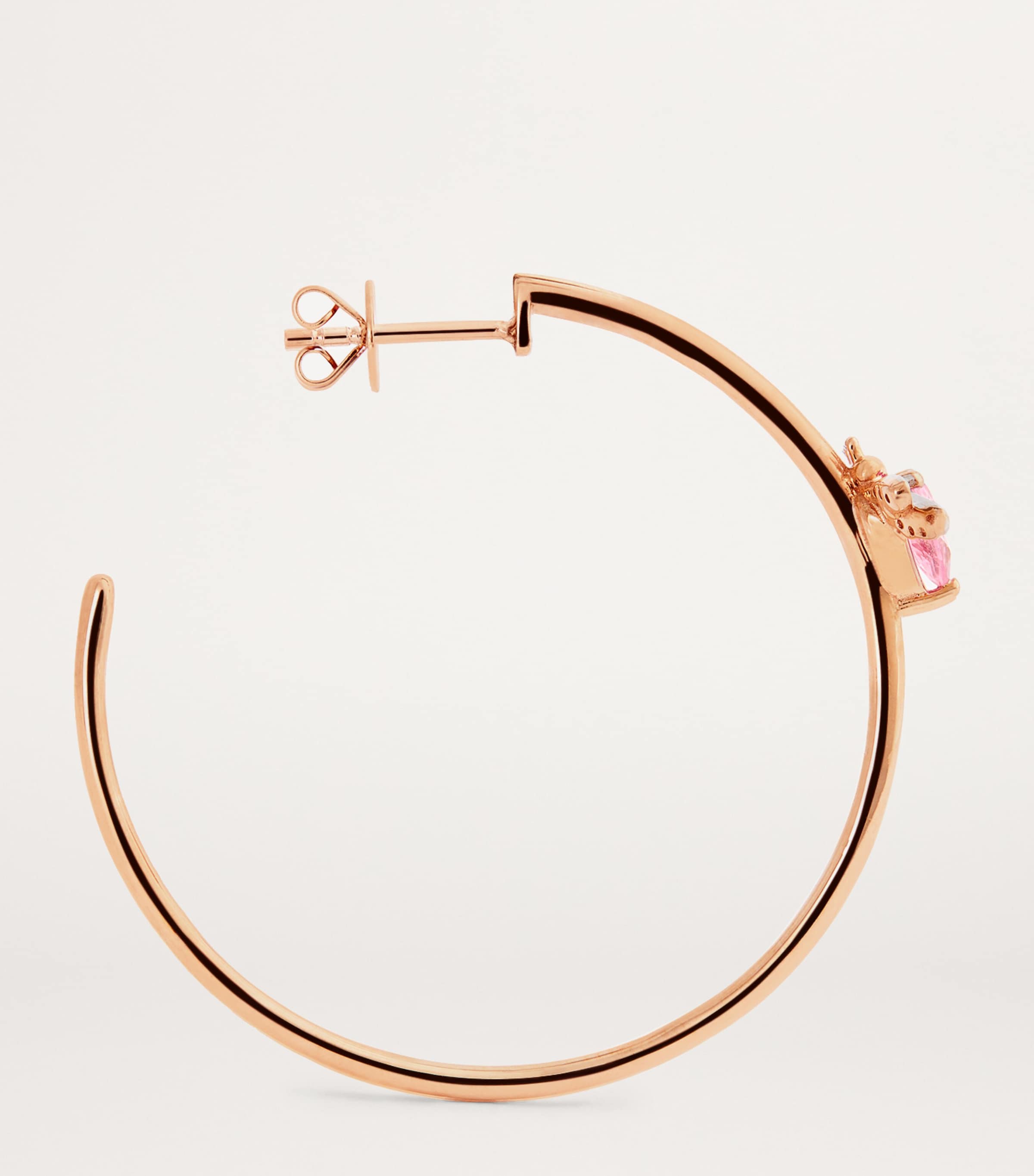 Rose Gold, Diamond and Pink Sapphire Honey Bee Single Hoop Earring ROSE GOLD Image 4