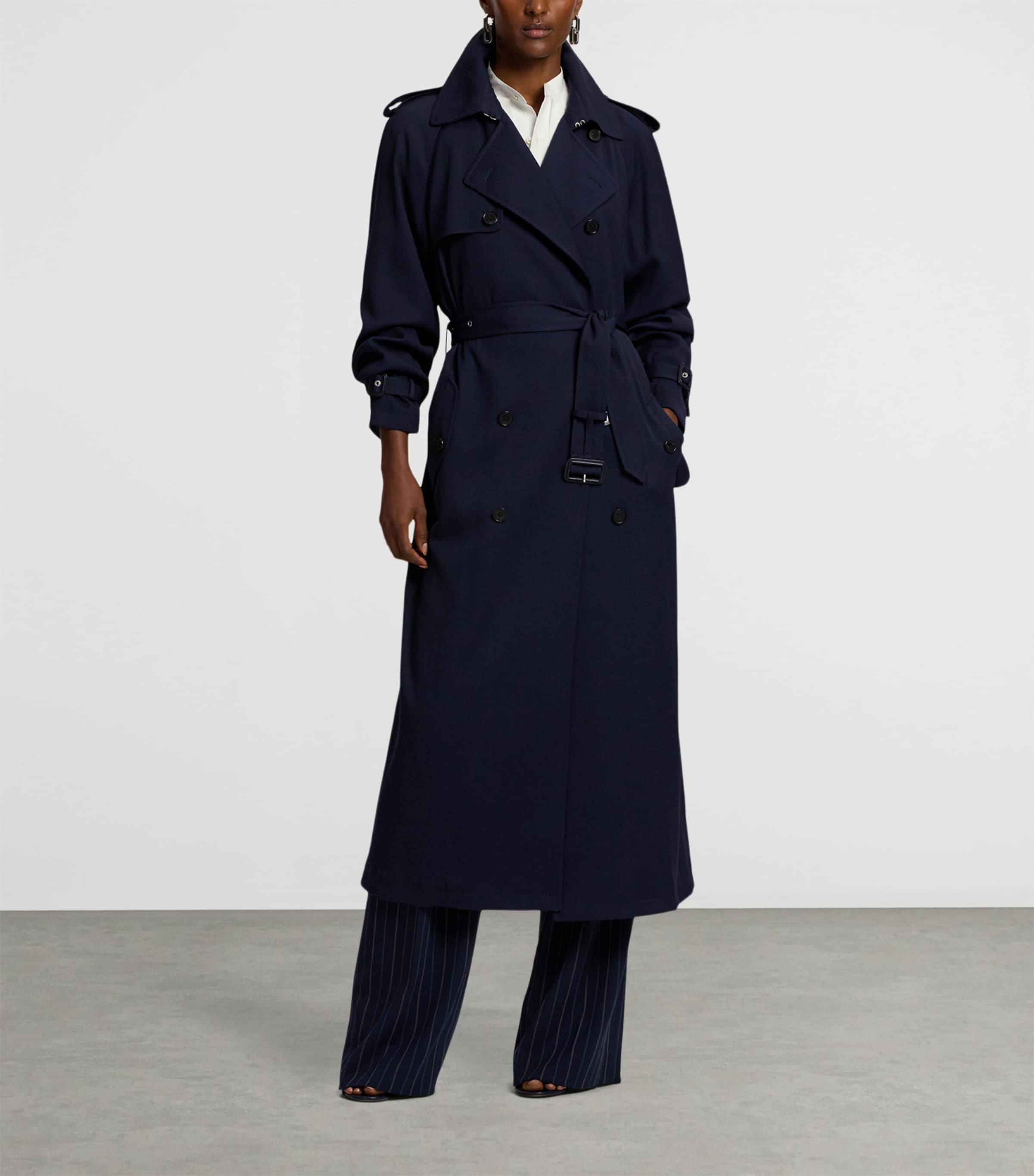Wool-Blend Alecia Trench Coat NAVY-410 Image 9