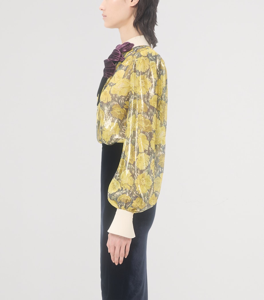 Valentino Womens Embroidered Poppy Print Blouse Image 3