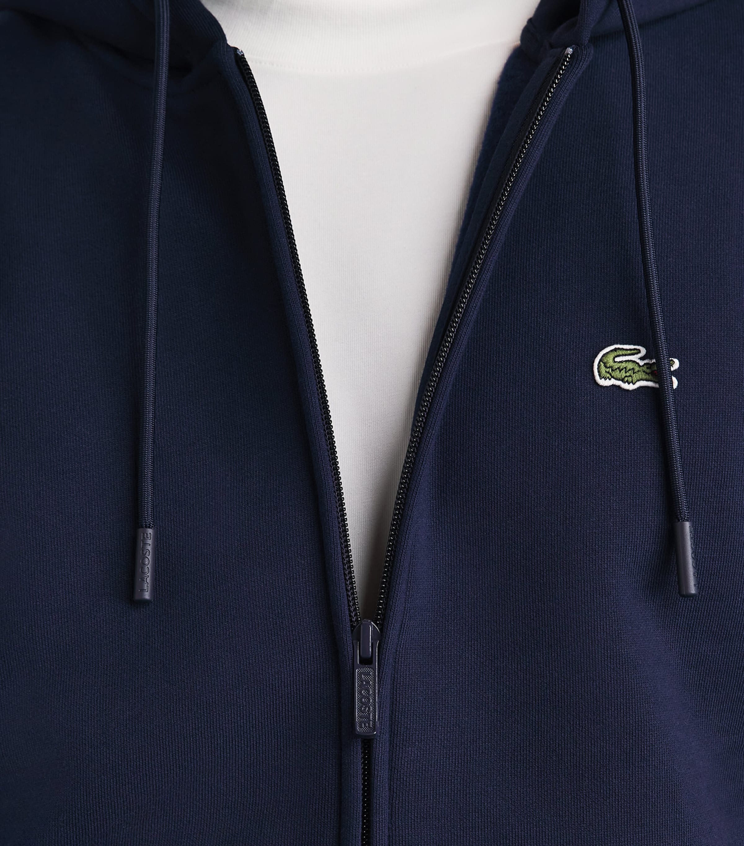 Lacoste Mens Fleece Zip-Up Hoodie Navy Blue Image 3