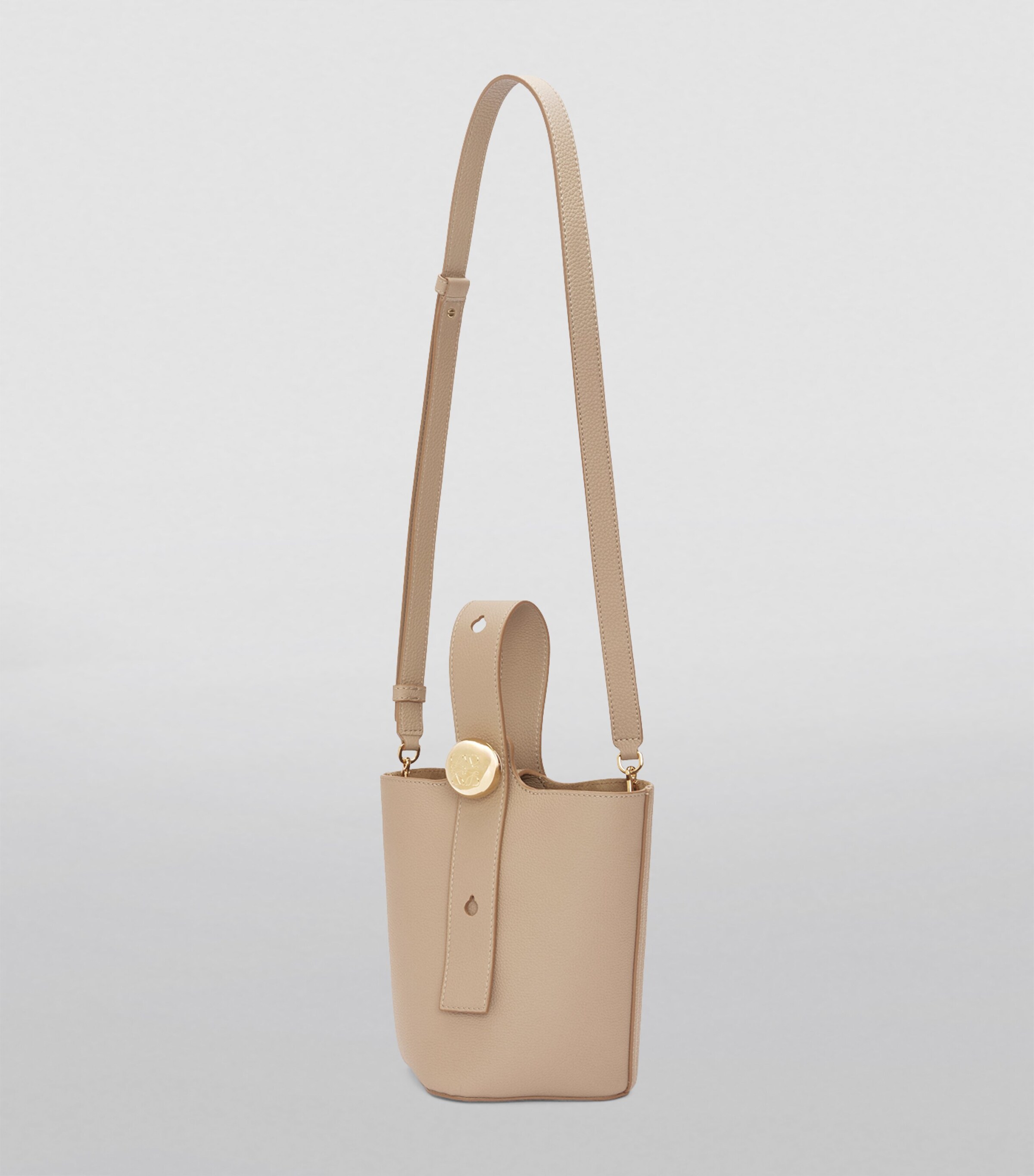 Mini Leather Pebble Bucket Bag SAND Image 7