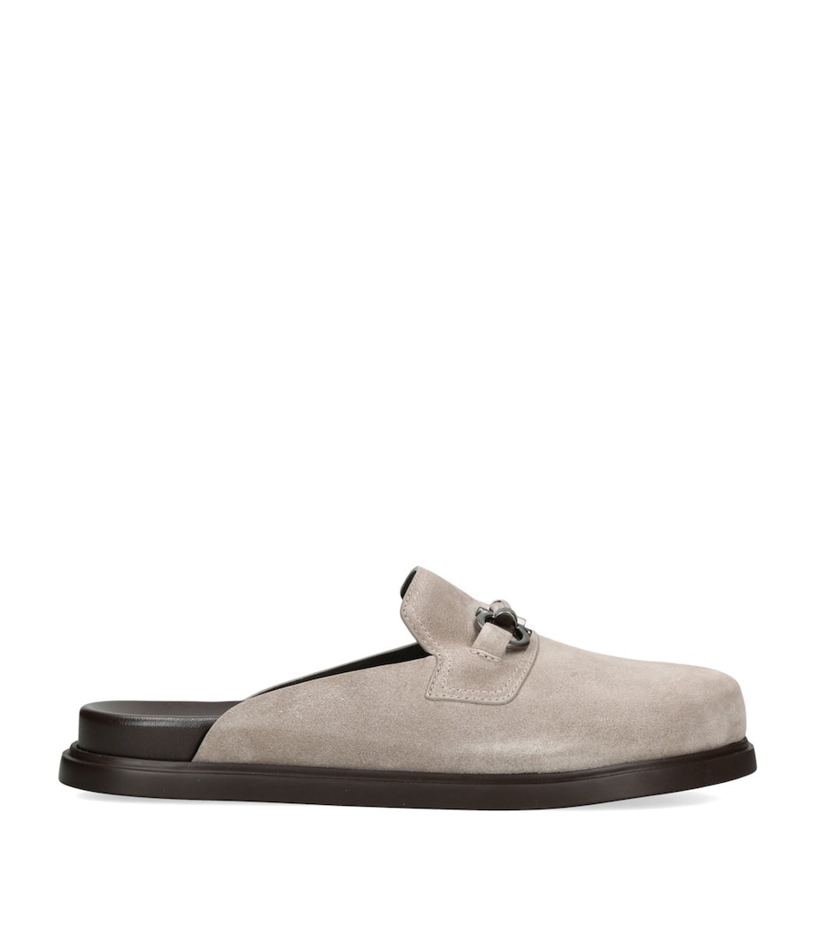 Salvatore Ferragamo Suede Santiago Mules Beige Image 1
