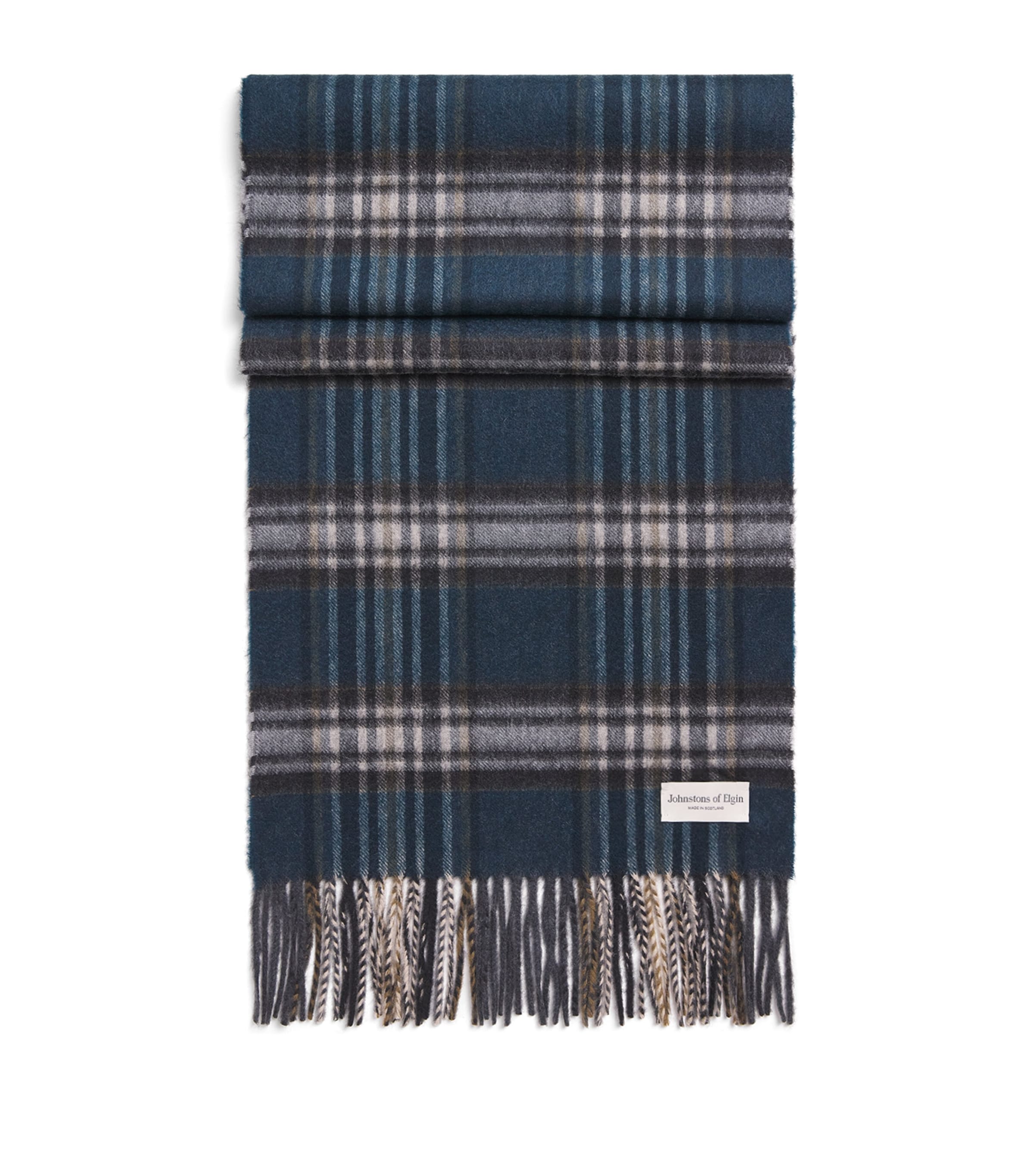 Johnstons Of Elgin Cashmere Tartan Scarf Green Image 1