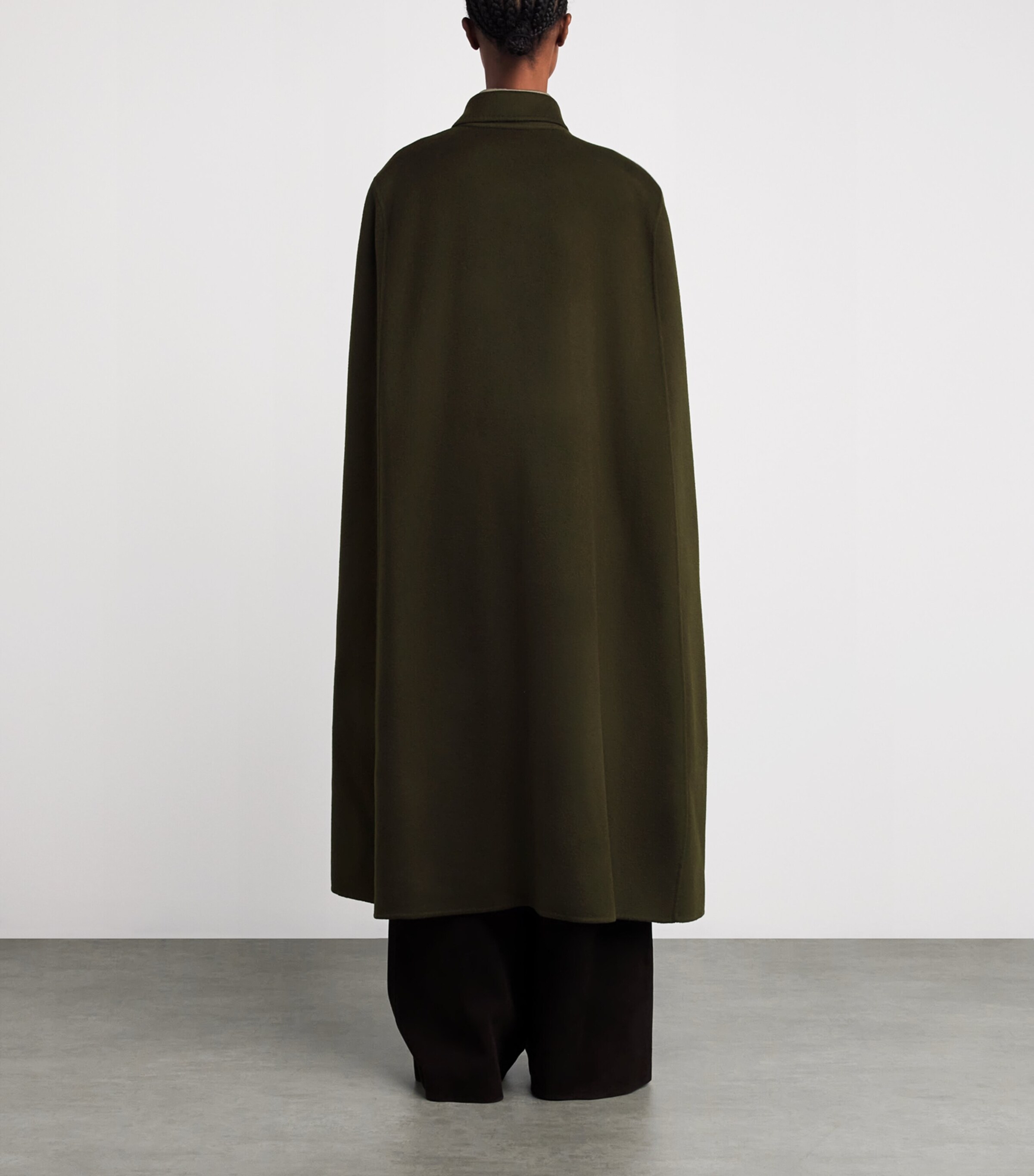 Wolk Morais Womens Cashmere On Set Cape Maxi Coat Moss Image 4
