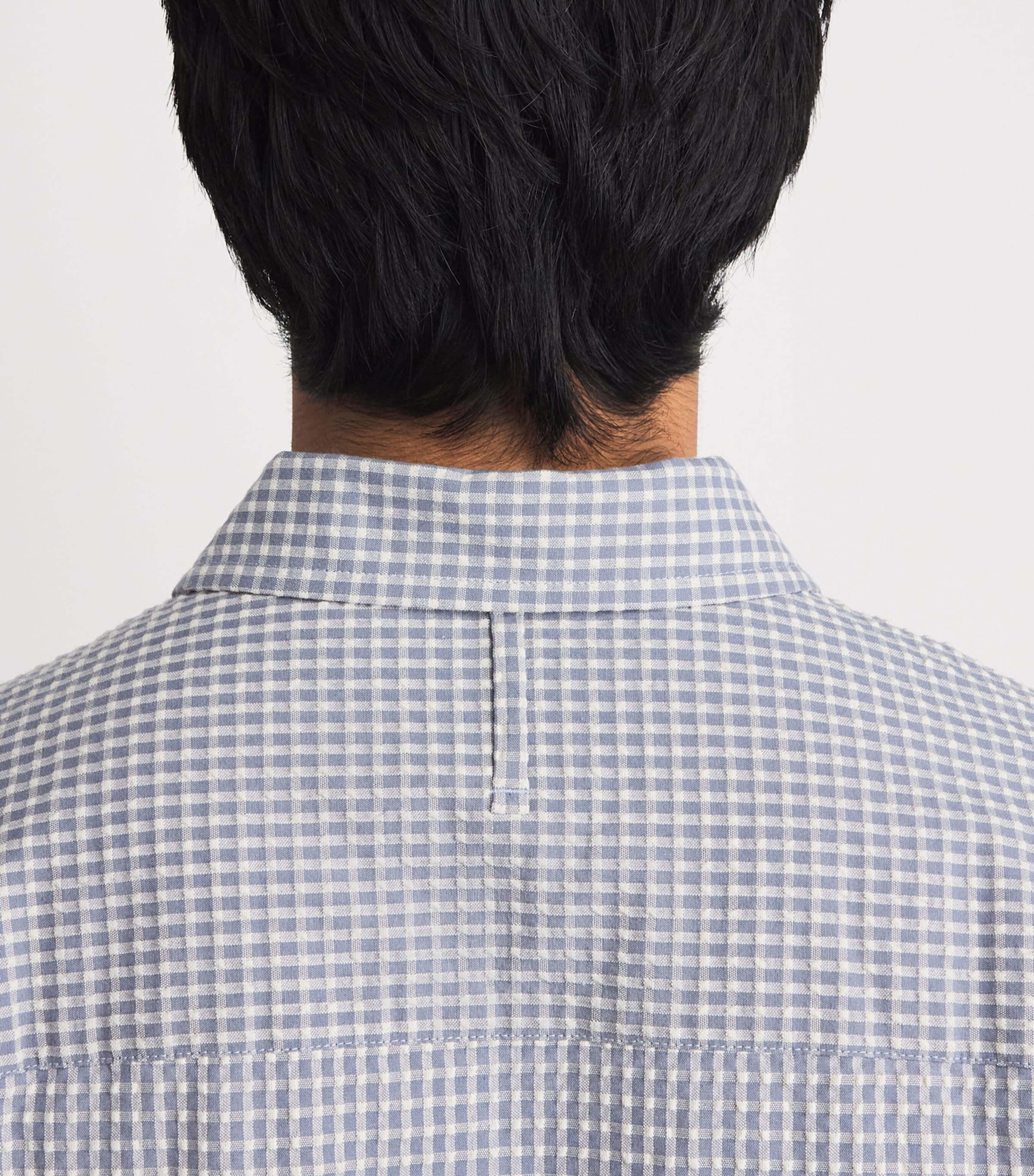 NN.07 Mens Stretch-Cotton Seersucker Reed Shirt Stone Blue Image 3