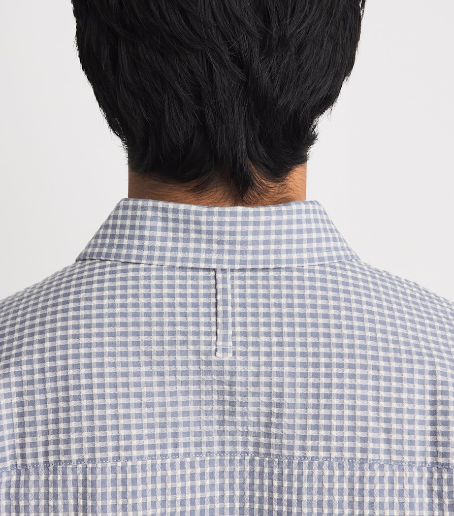 NN.07 Mens Stretch-Cotton Seersucker Reed Shirt Stone Blue Image 3