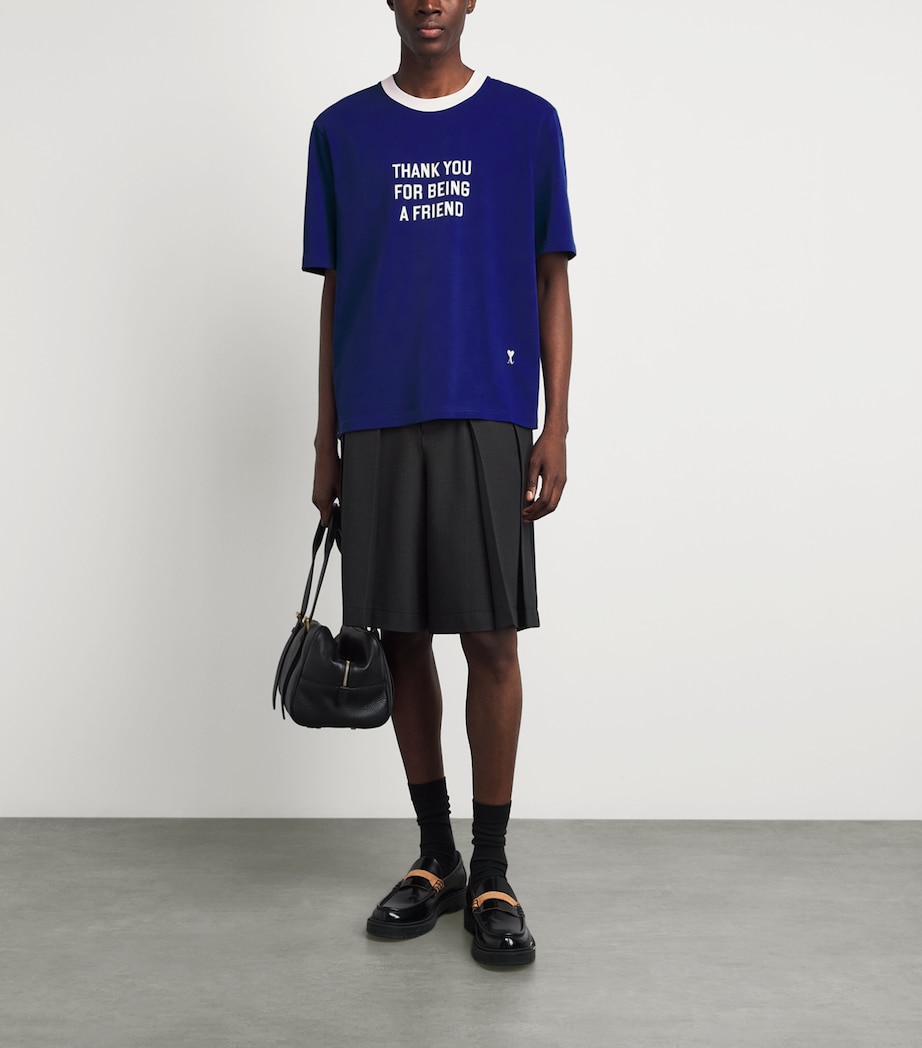 AMI Paris Mens Thank You T-Shirt Bleu Roi Image 2