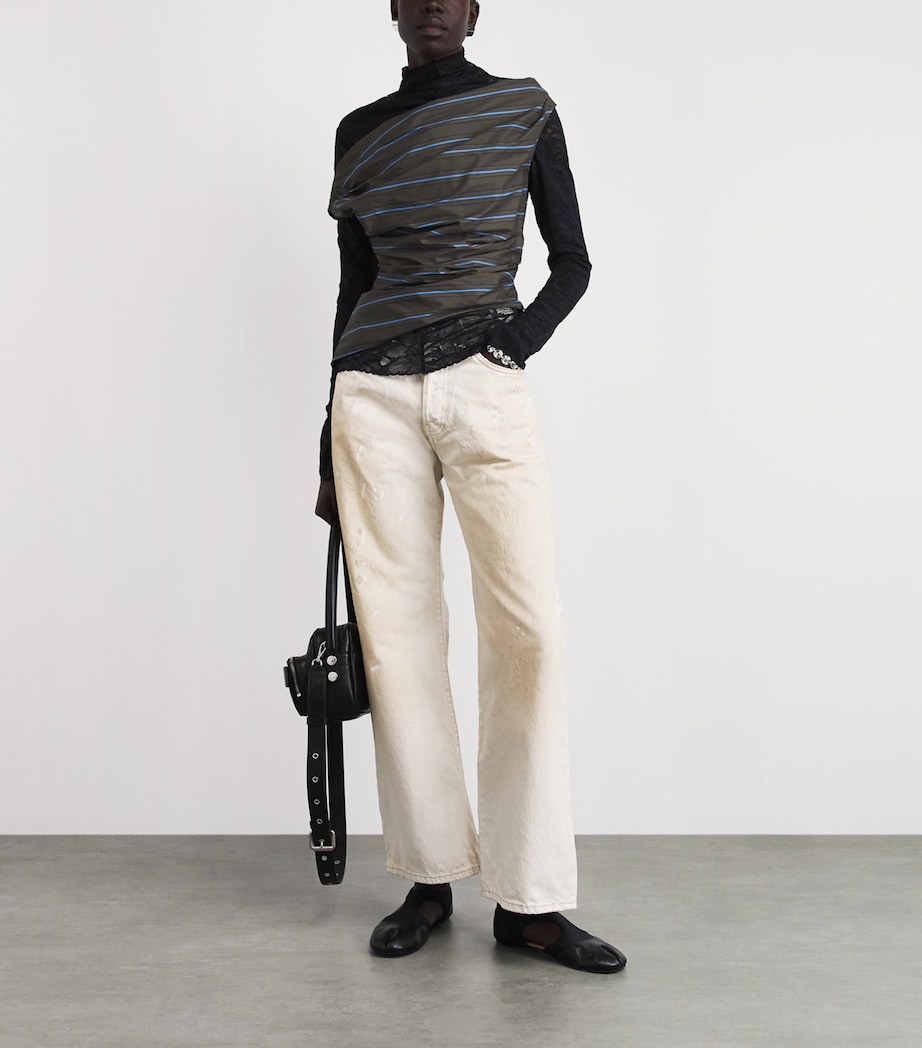 Acne Studios Womens Paint-Splattered Wide-Leg Jeans White Image 2