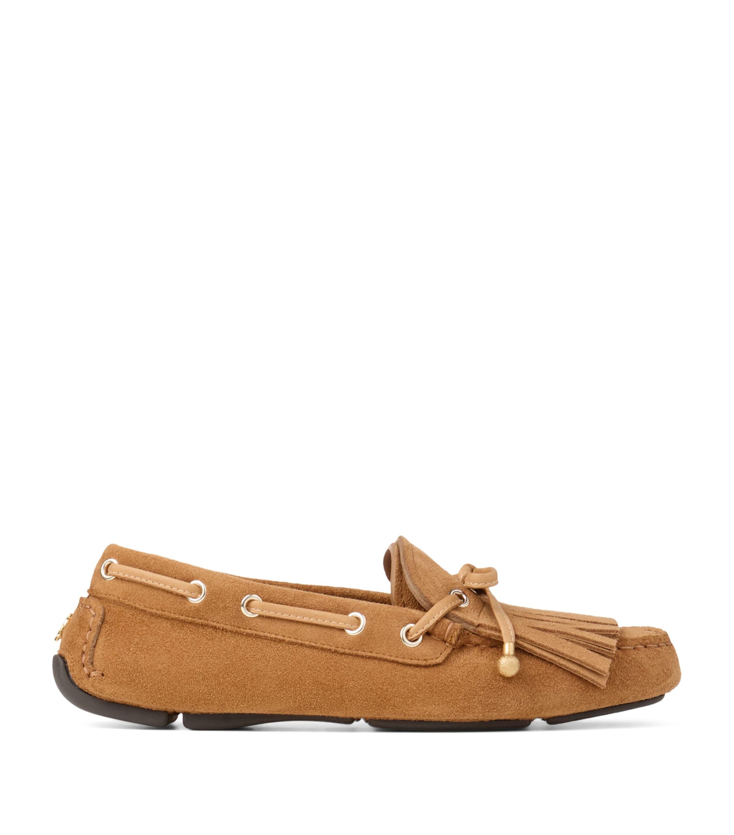 Jimmy Choo Manon Flat Suede Loafers In Sand