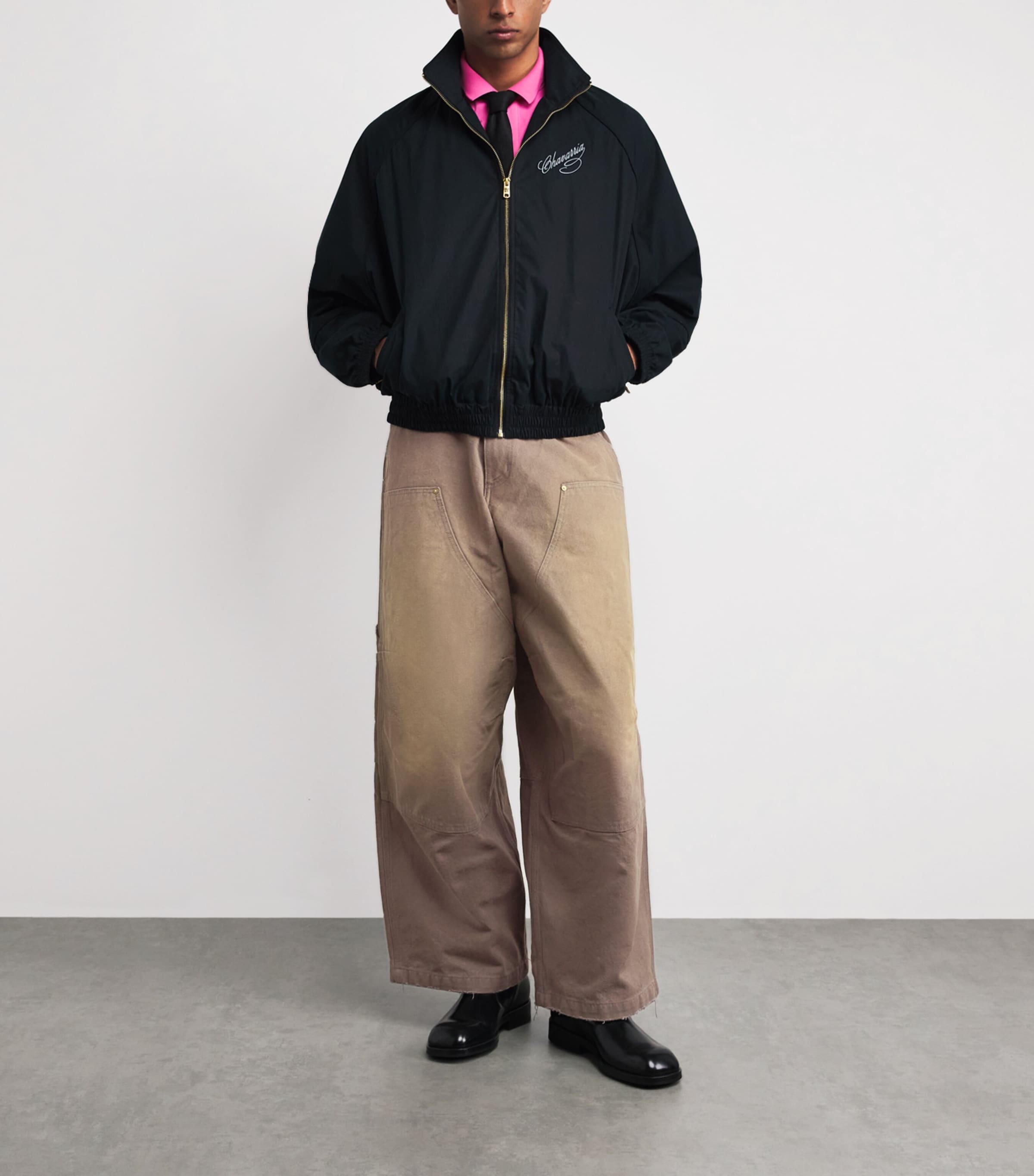 Willy Chavarria Mens Cotton Stockton Trousers Concrete Image 2