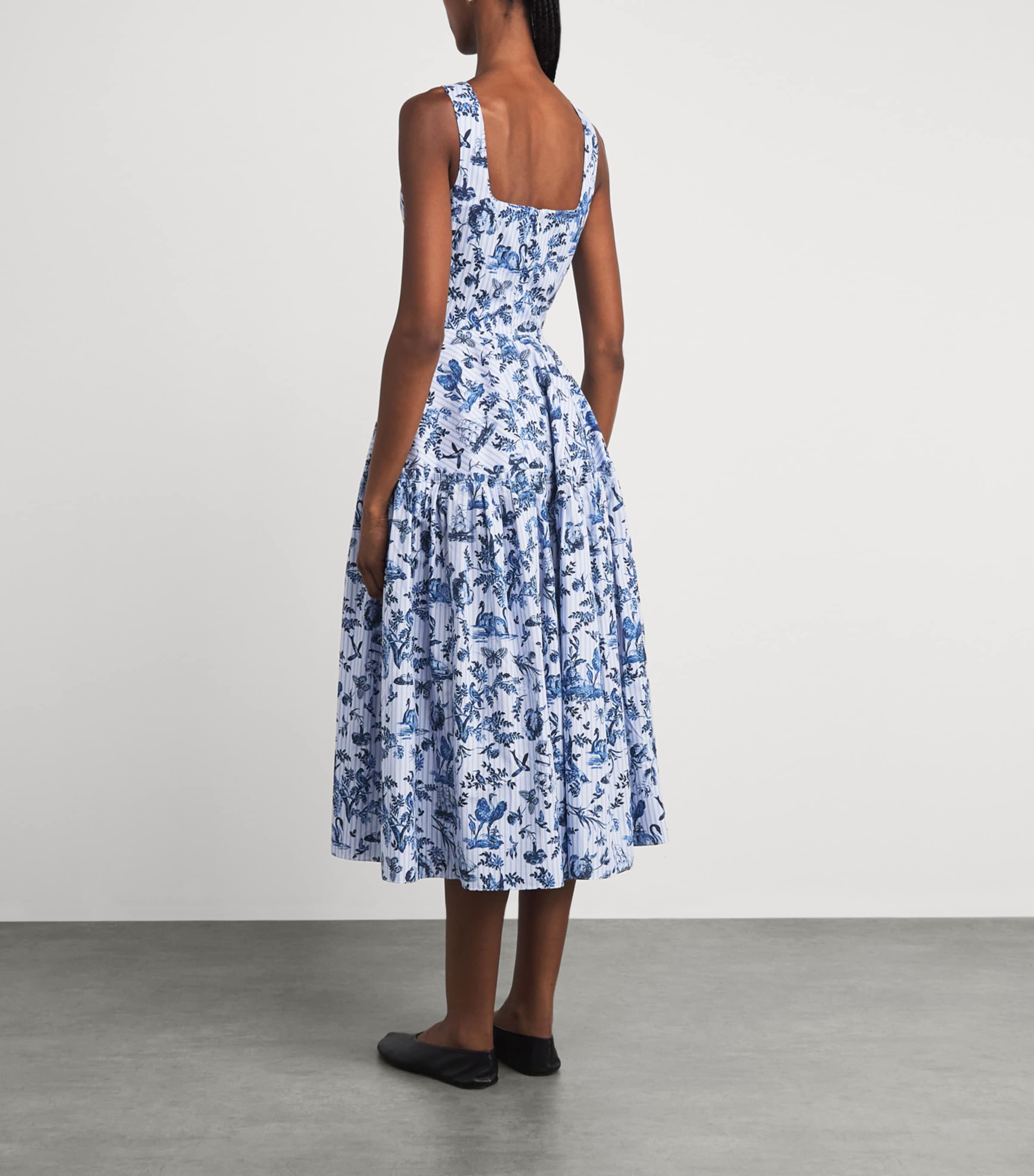 Erdem Womens Cotton Poplin Stripe Midi Dress Ttoo Tl De Jy Nk Blu Image 4