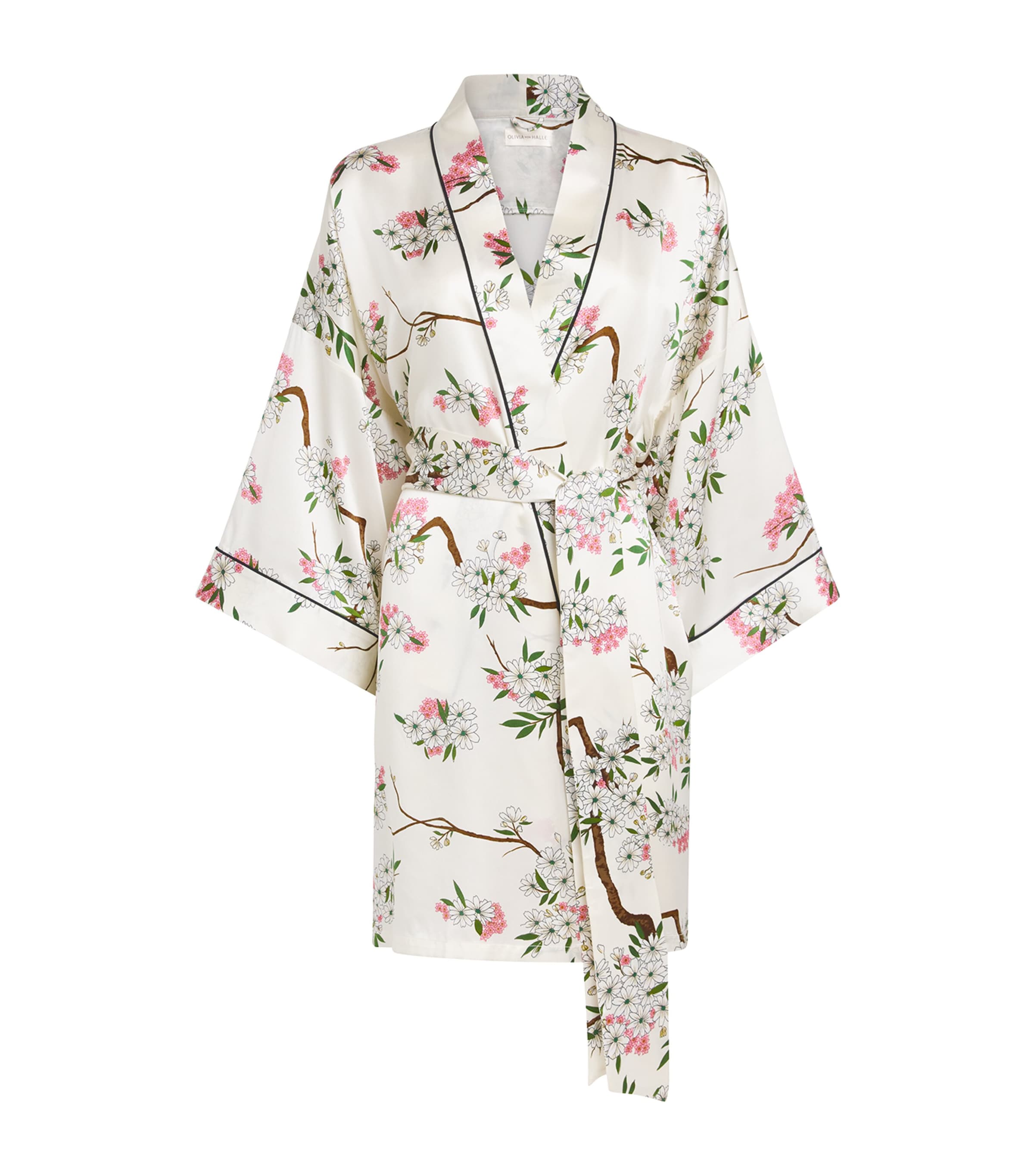 Olivia von Halle Womens Silk Floral Mimi Short Robe Ana Image 1