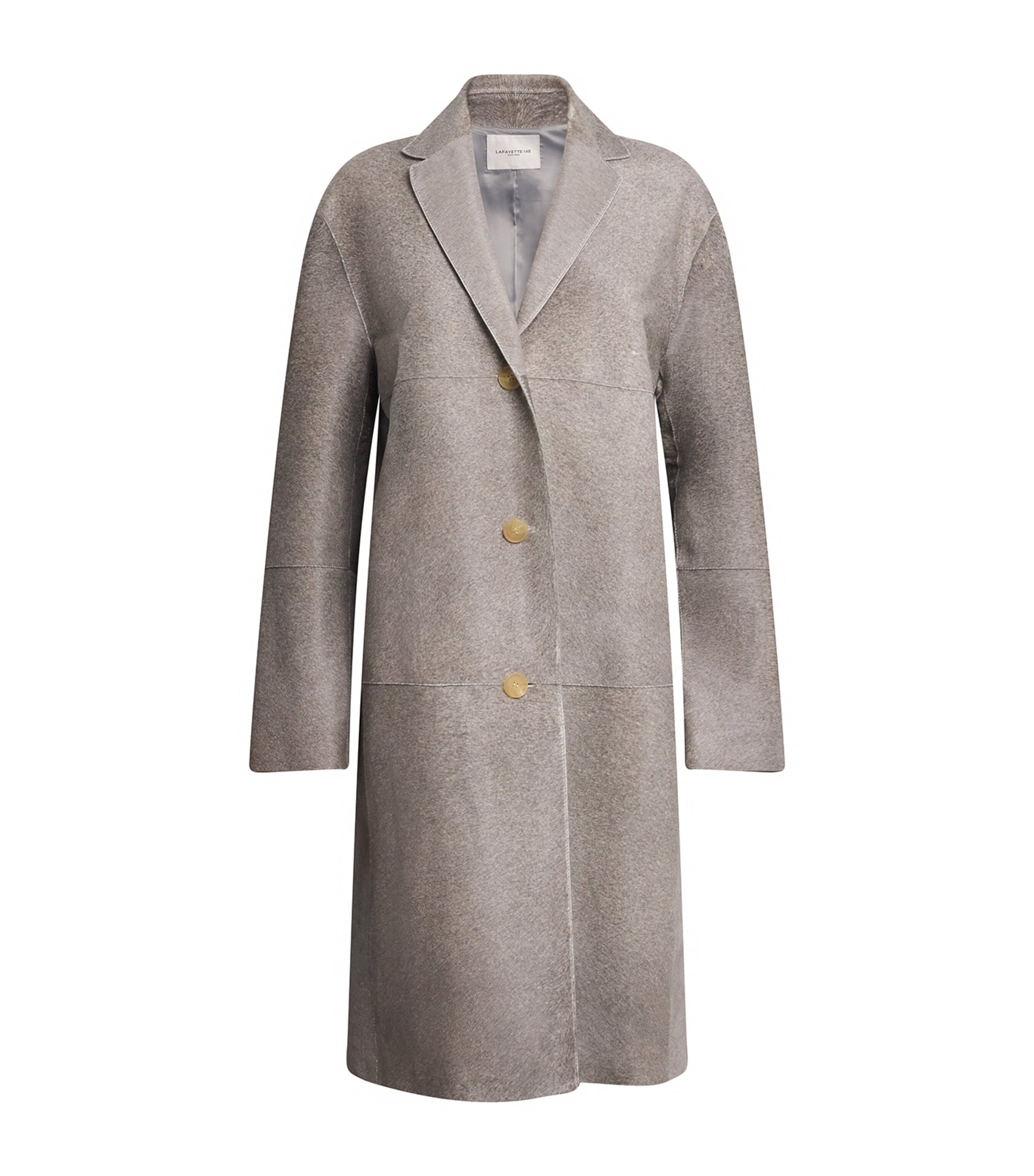 Lafayette 148 New York Genuine Calf Hair Three Button Coat In Gray