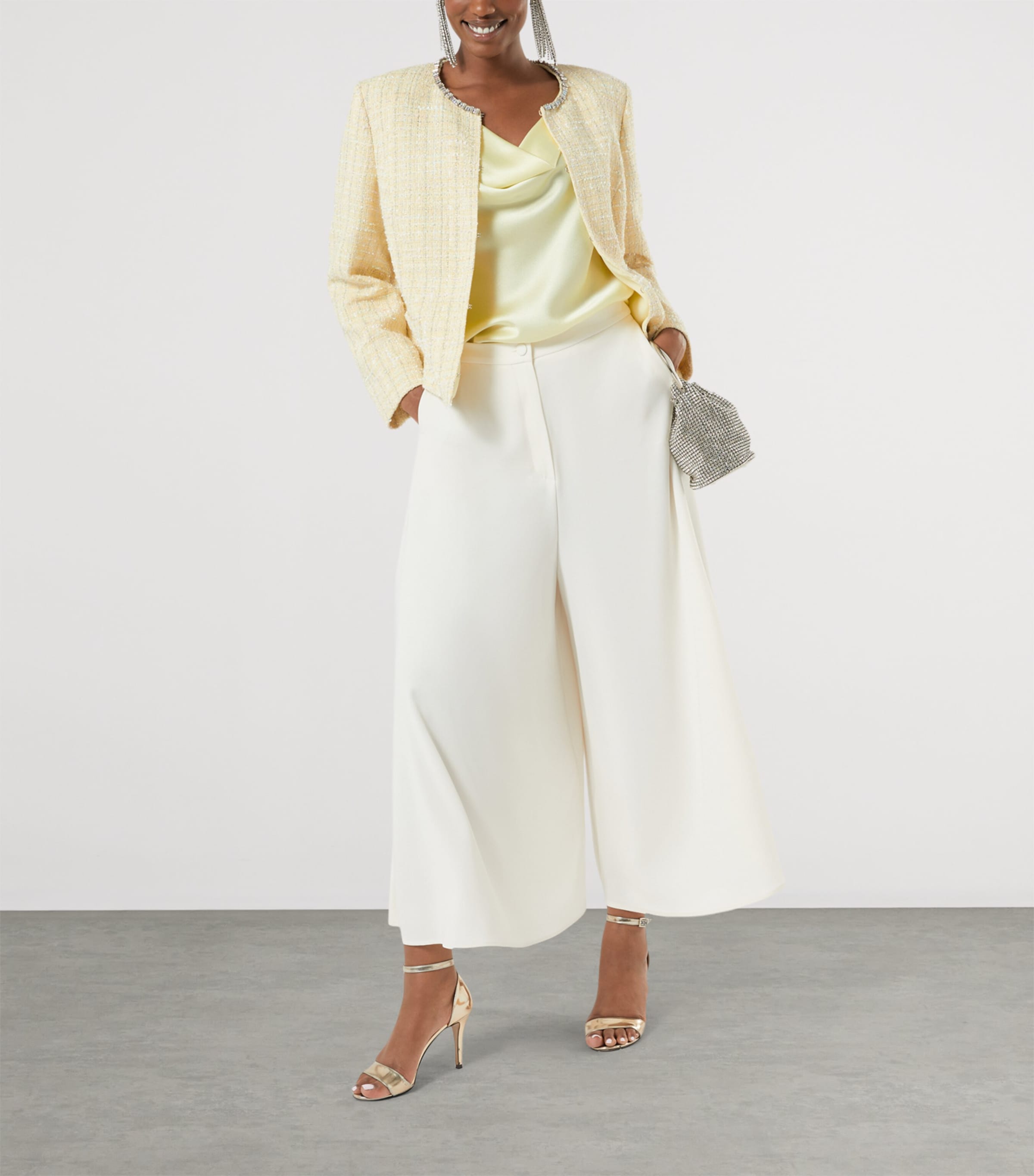 Marina Rinaldi Womens Tweed Embellished Blazer Champagne Image 2