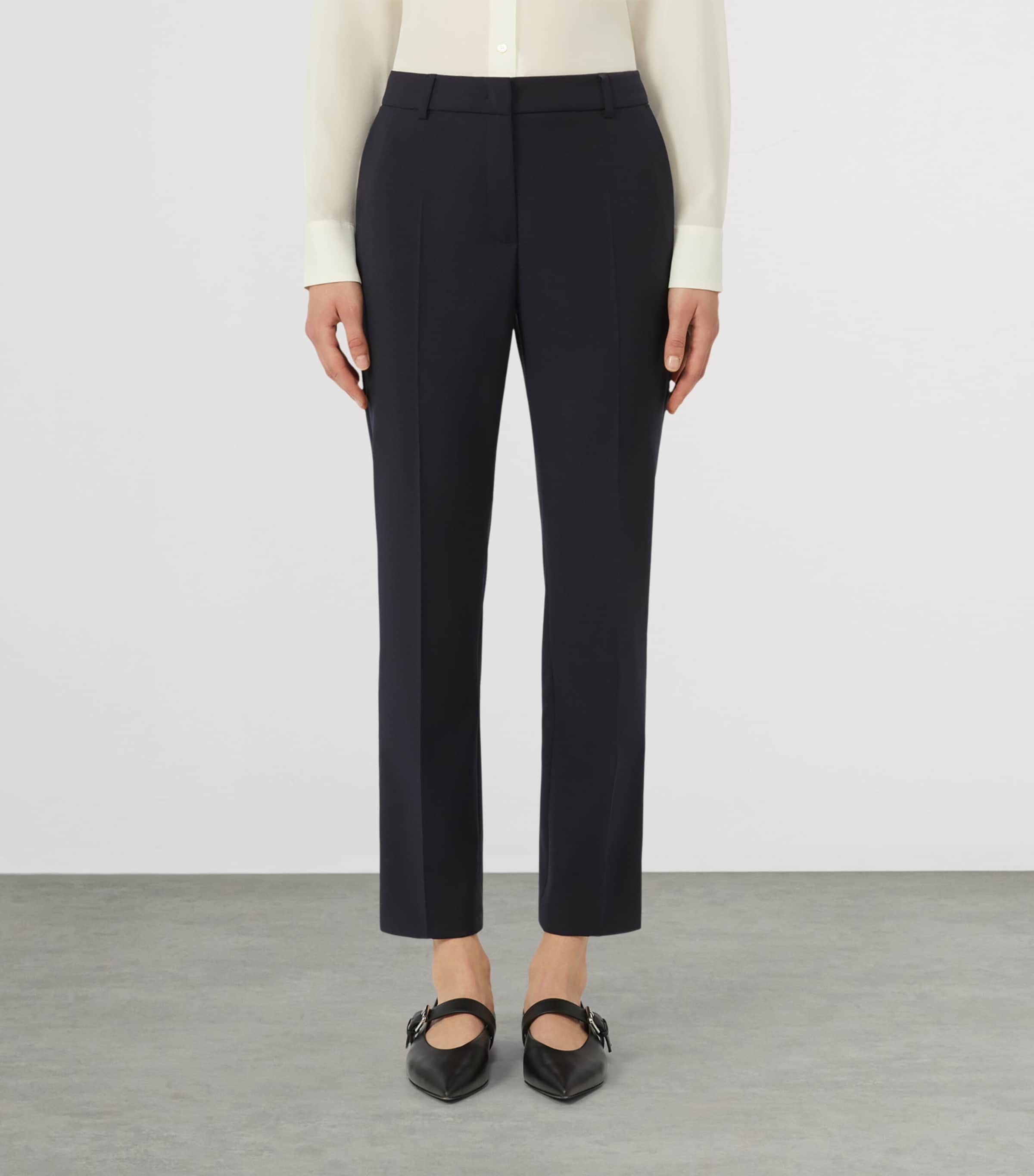 Ankle-Length Cigarette Trousers NAVY Image 3