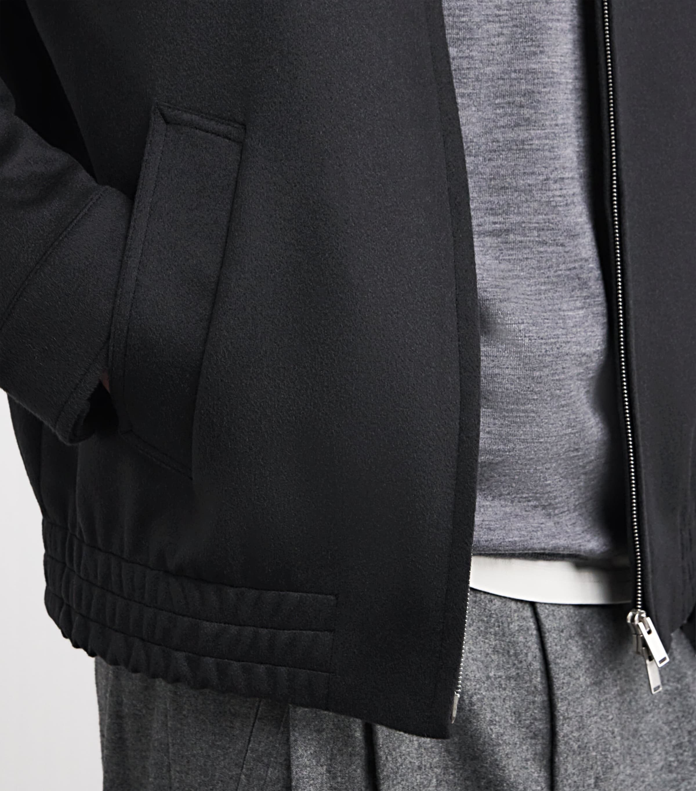 Cashmere-Wool Bomber Jacket 850-NAVY Image 6