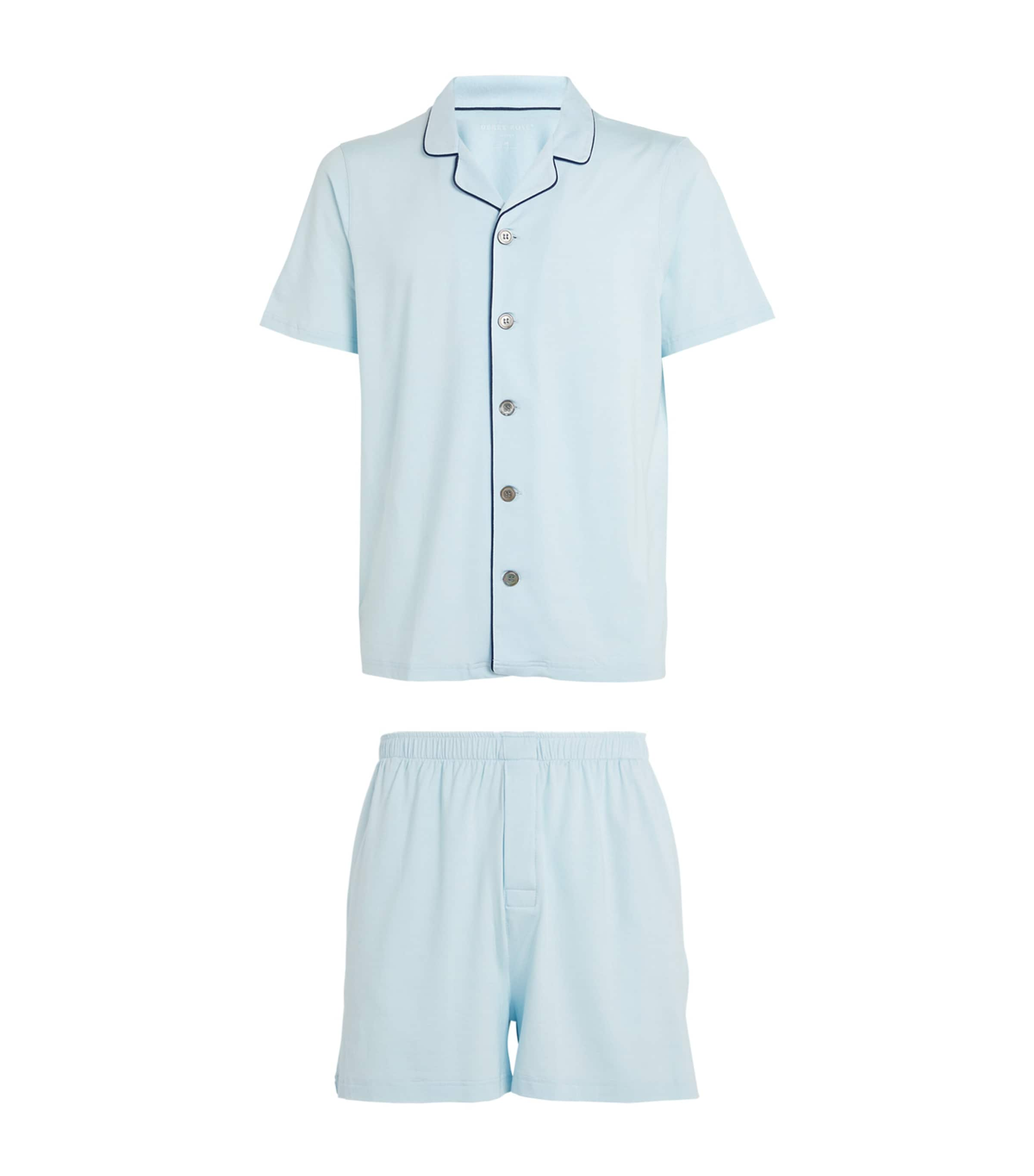 Shop Derek Rose Micro Modal Short Pyjama Set In Blue