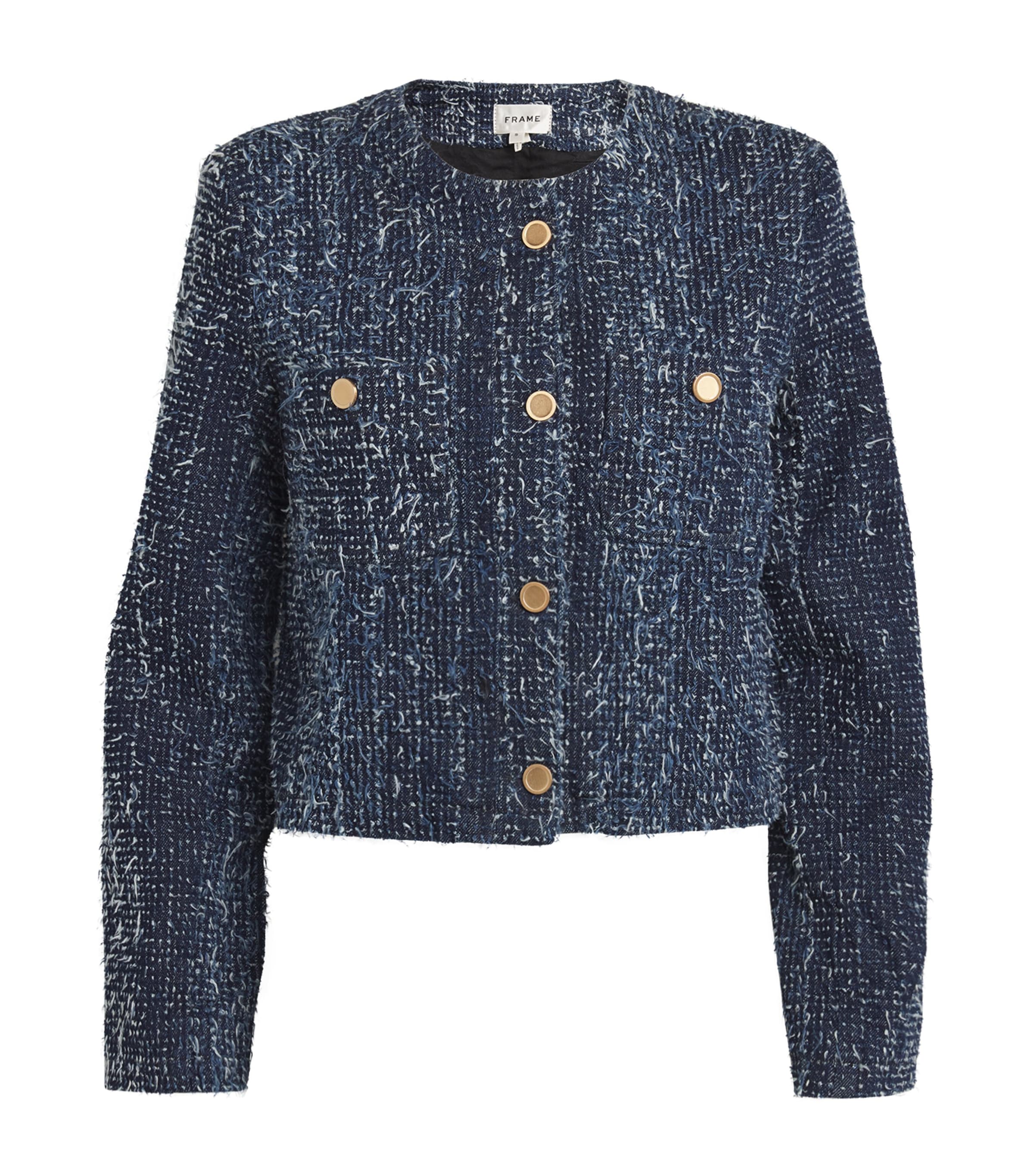 Frame Bouclé Denim Jacket In Navy