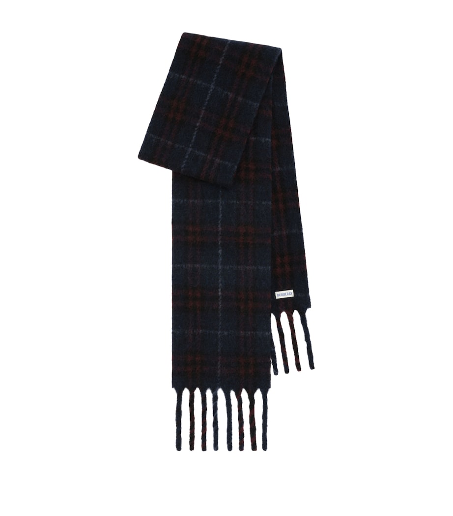 Burberry Wool-Blend Narrow Check Scarf Midnight Blue Image 1